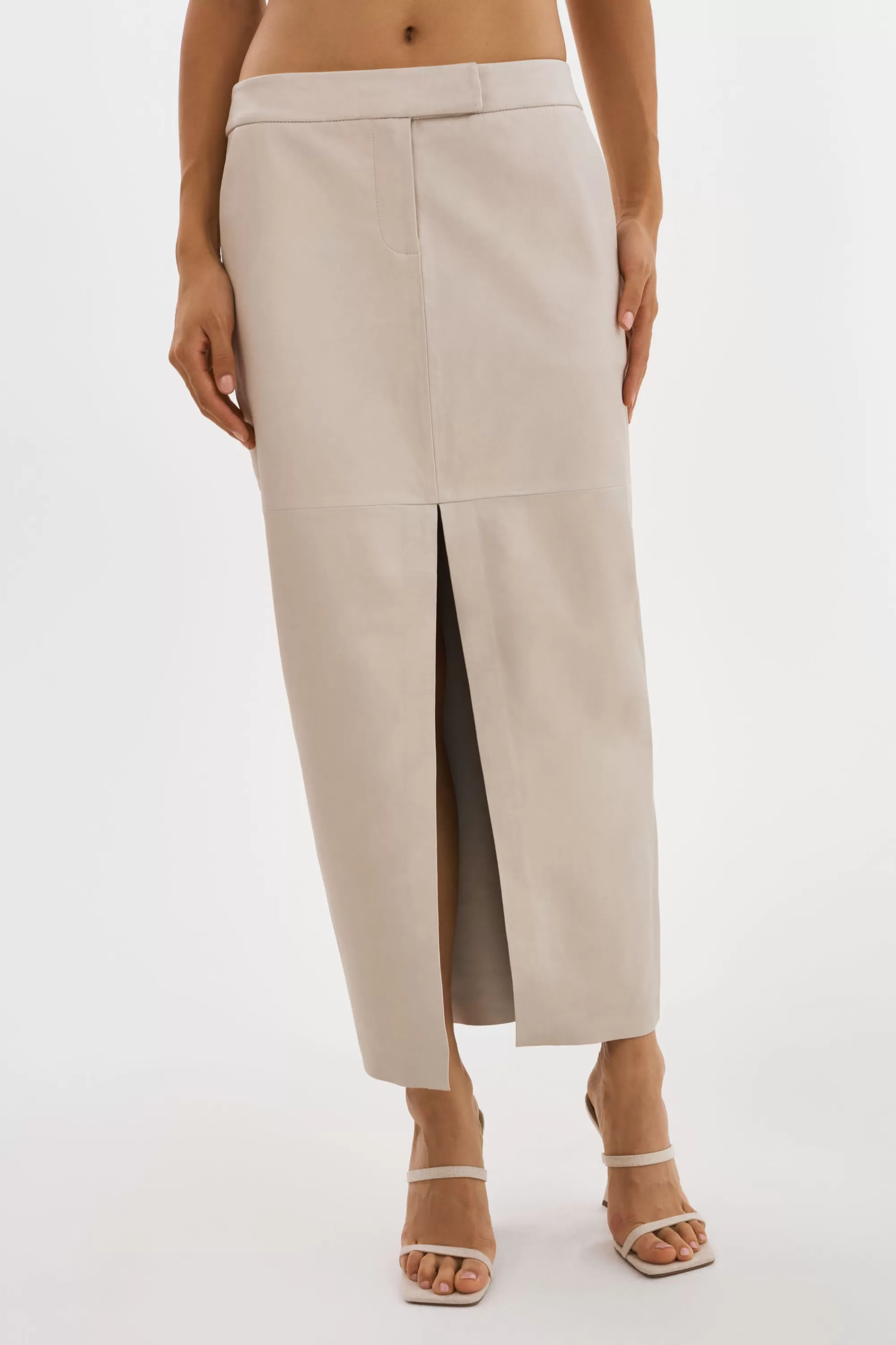 Hot LAMARQUE ABIA | Low Waist Leather Maxi Skirt Bone