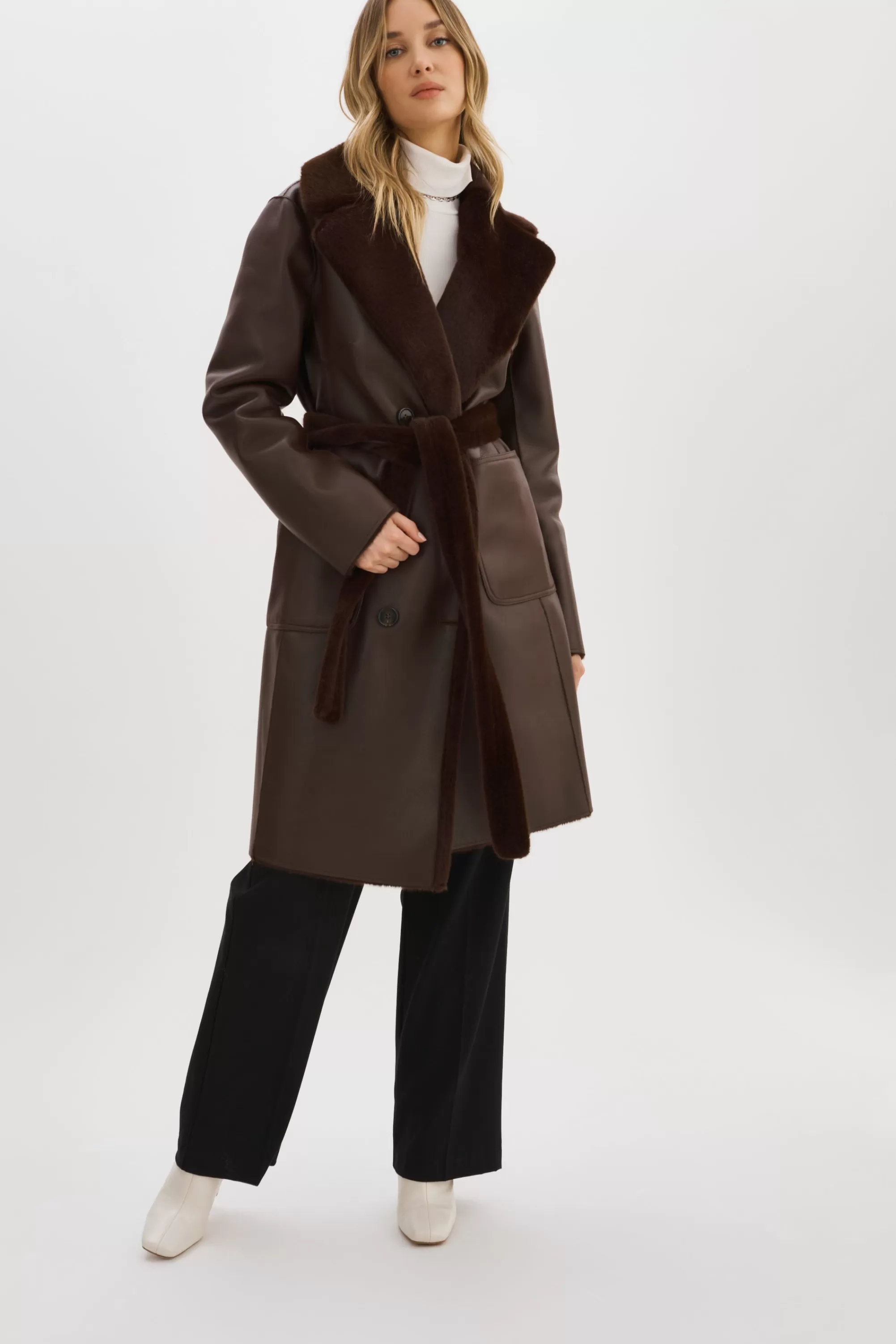 Flash Sale LAMARQUE ABIGAIL | Faux Shearling Reversible Coat MAHOGANY