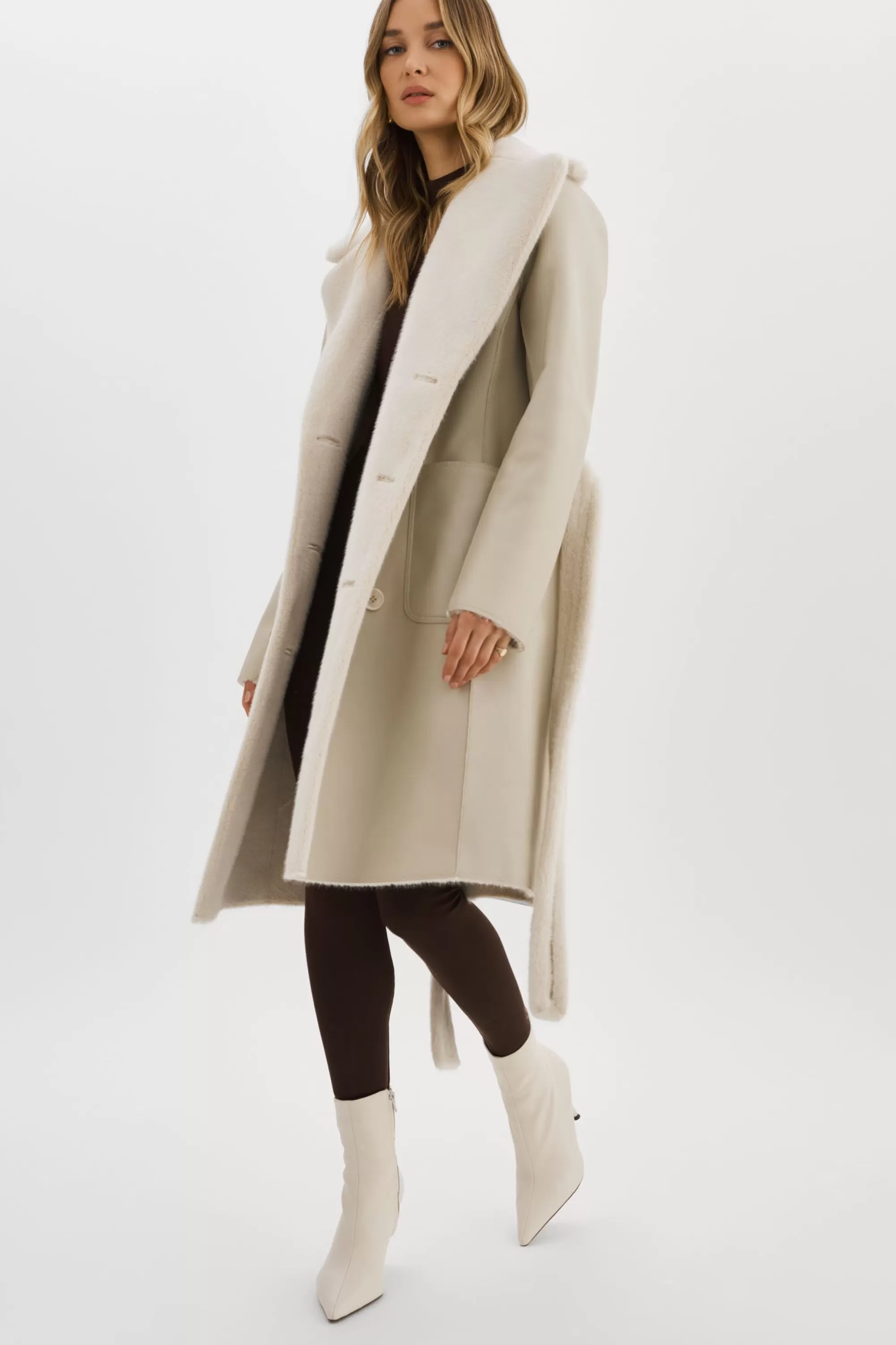 Flash Sale LAMARQUE ABIGAIL | Faux Shearling Reversible Coat IVORY