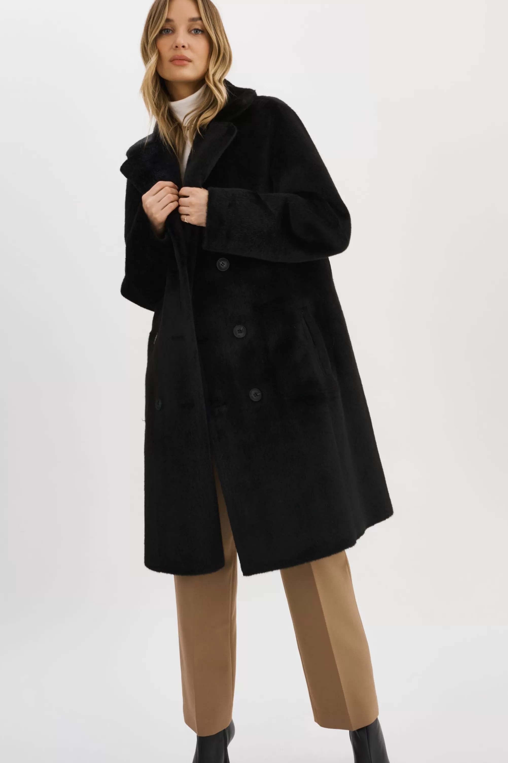 New LAMARQUE ABIGAIL | Faux Shearling Reversible Coat Black