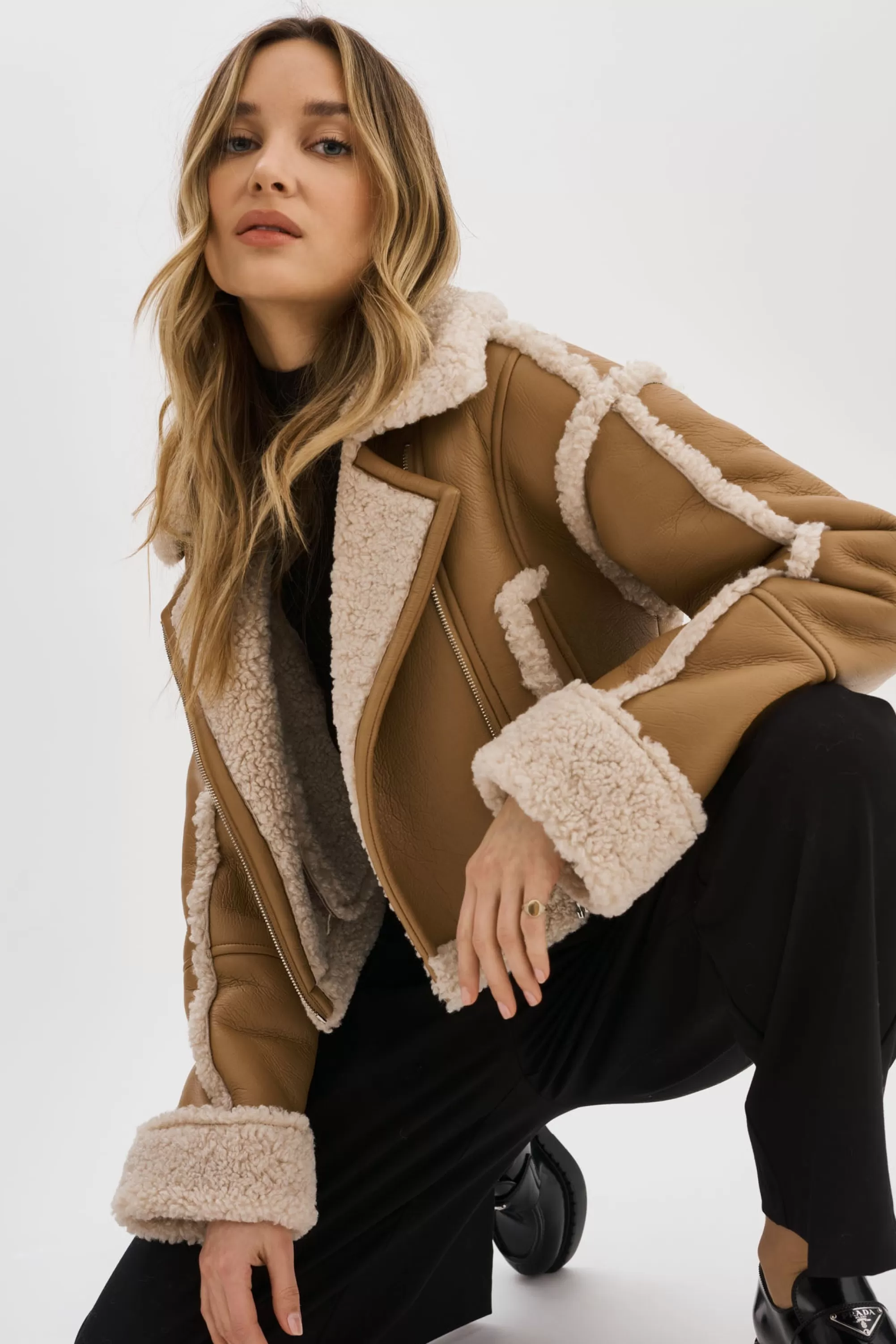 Best Sale LAMARQUE ADRINA | Faux Shearling Crop Jacket Biscuit