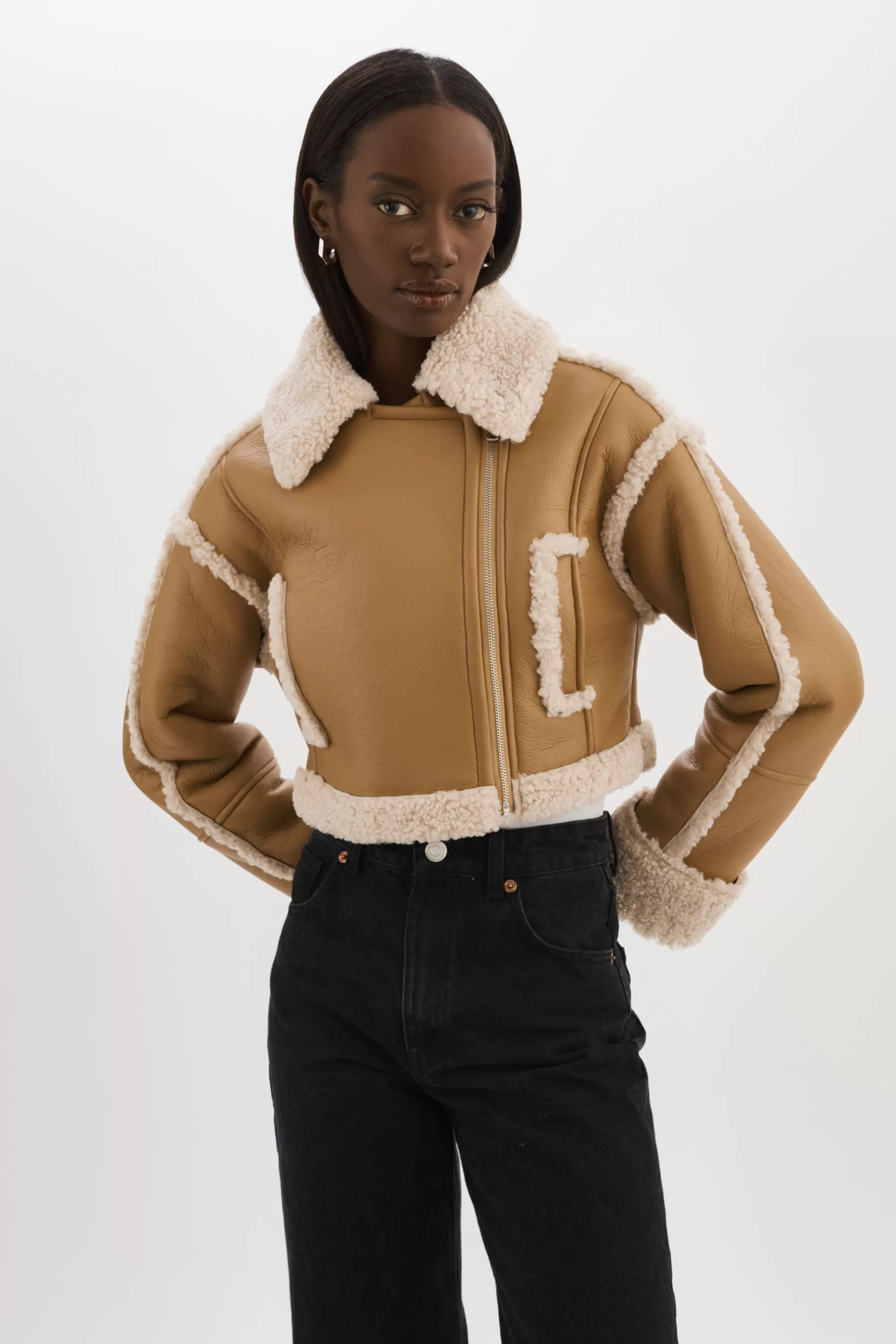 Best Sale LAMARQUE ADRINA | Faux Shearling Crop Jacket Biscuit