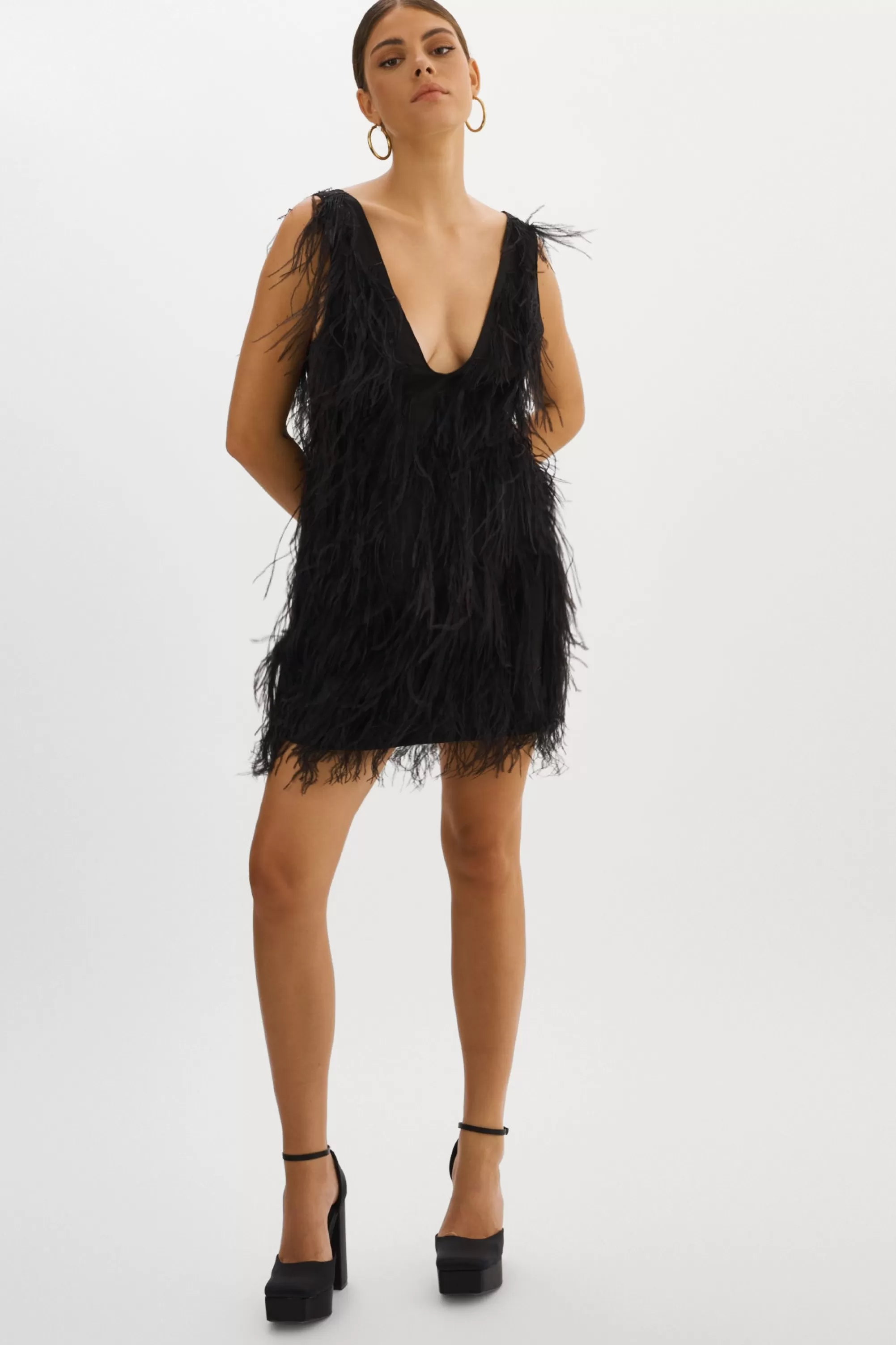 New LAMARQUE ALENA | Feather Dress Black