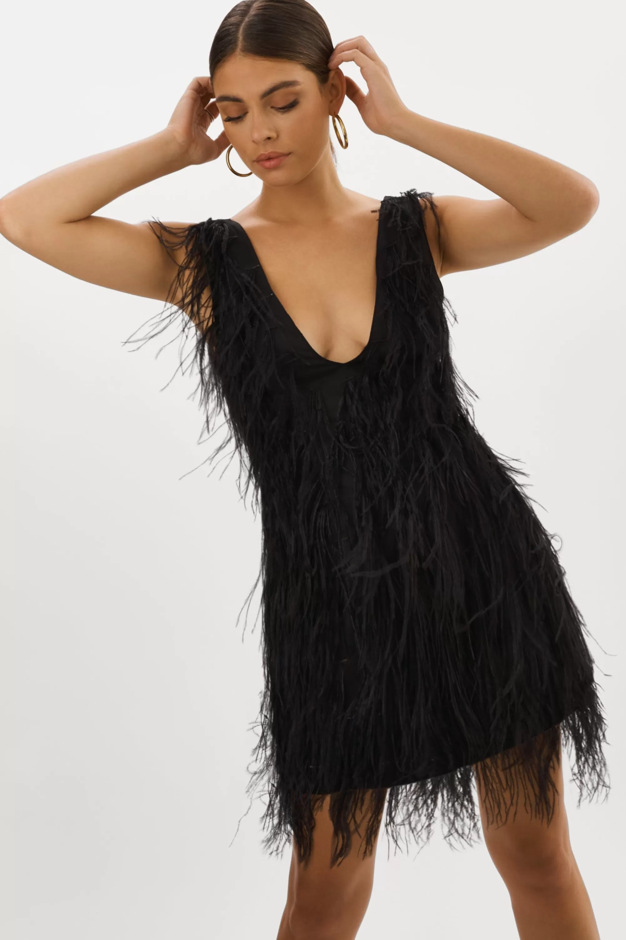 New LAMARQUE ALENA | Feather Dress Black