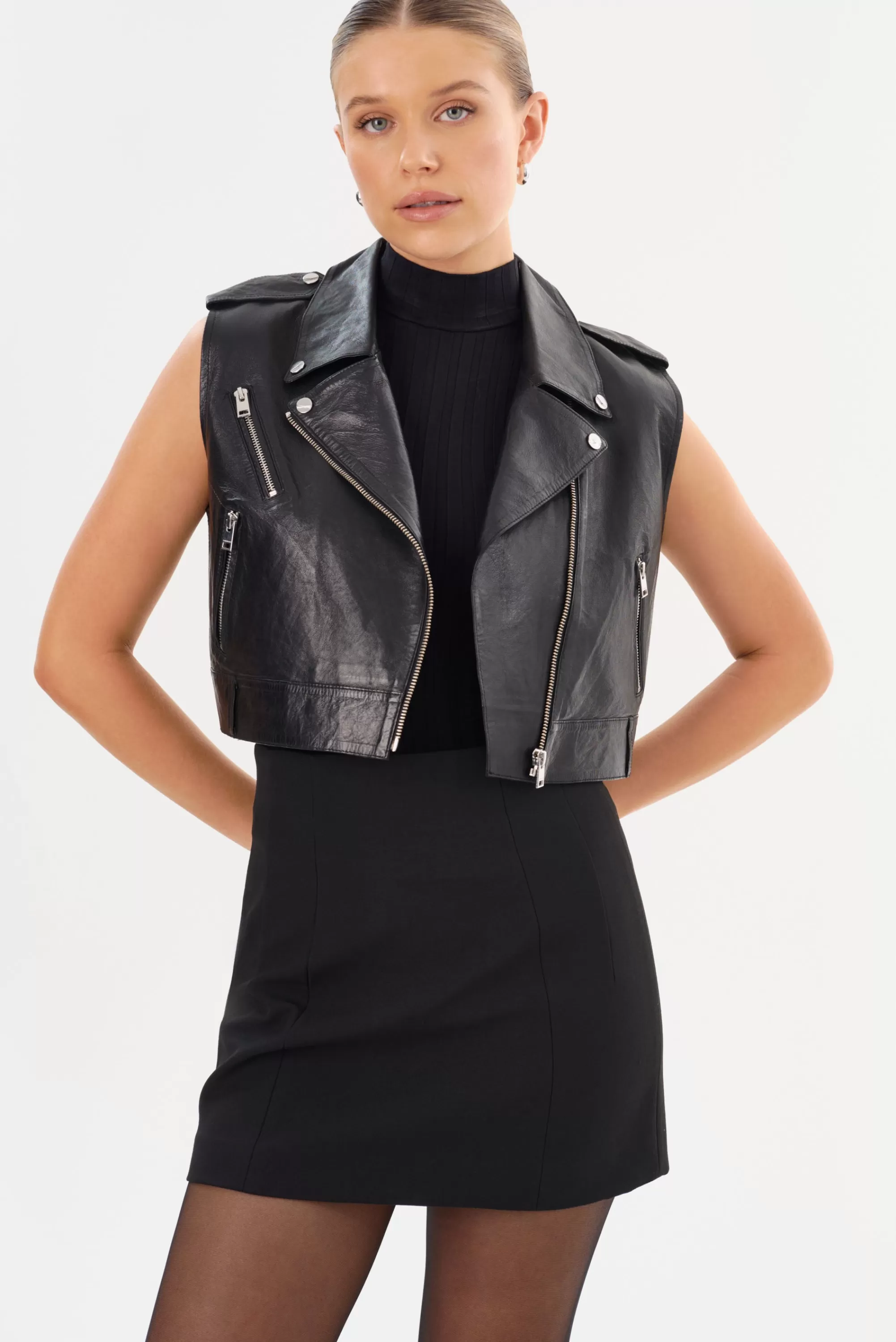 Cheap LAMARQUE AMALIA | Leather Biker Vest Black