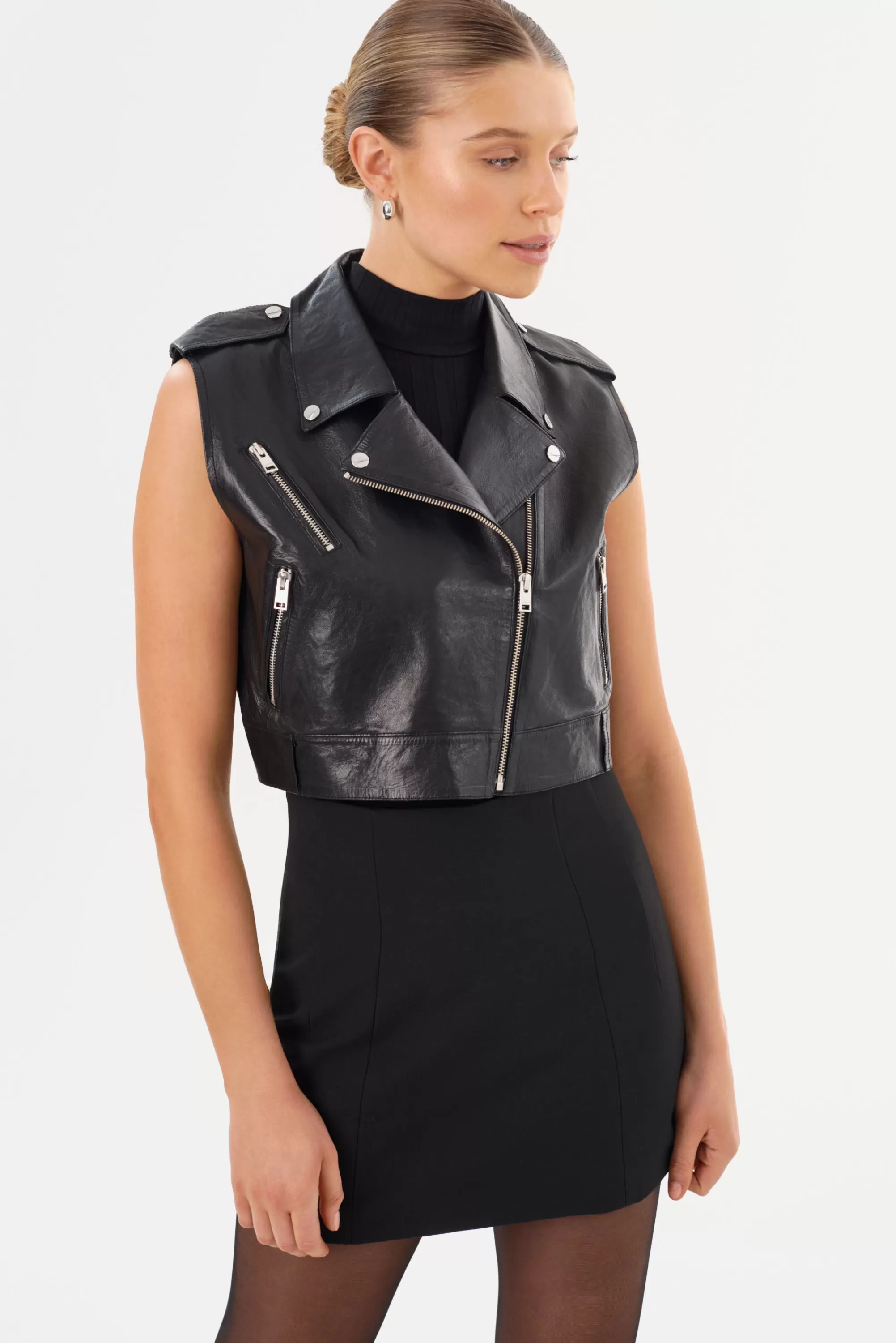 Cheap LAMARQUE AMALIA | Leather Biker Vest Black