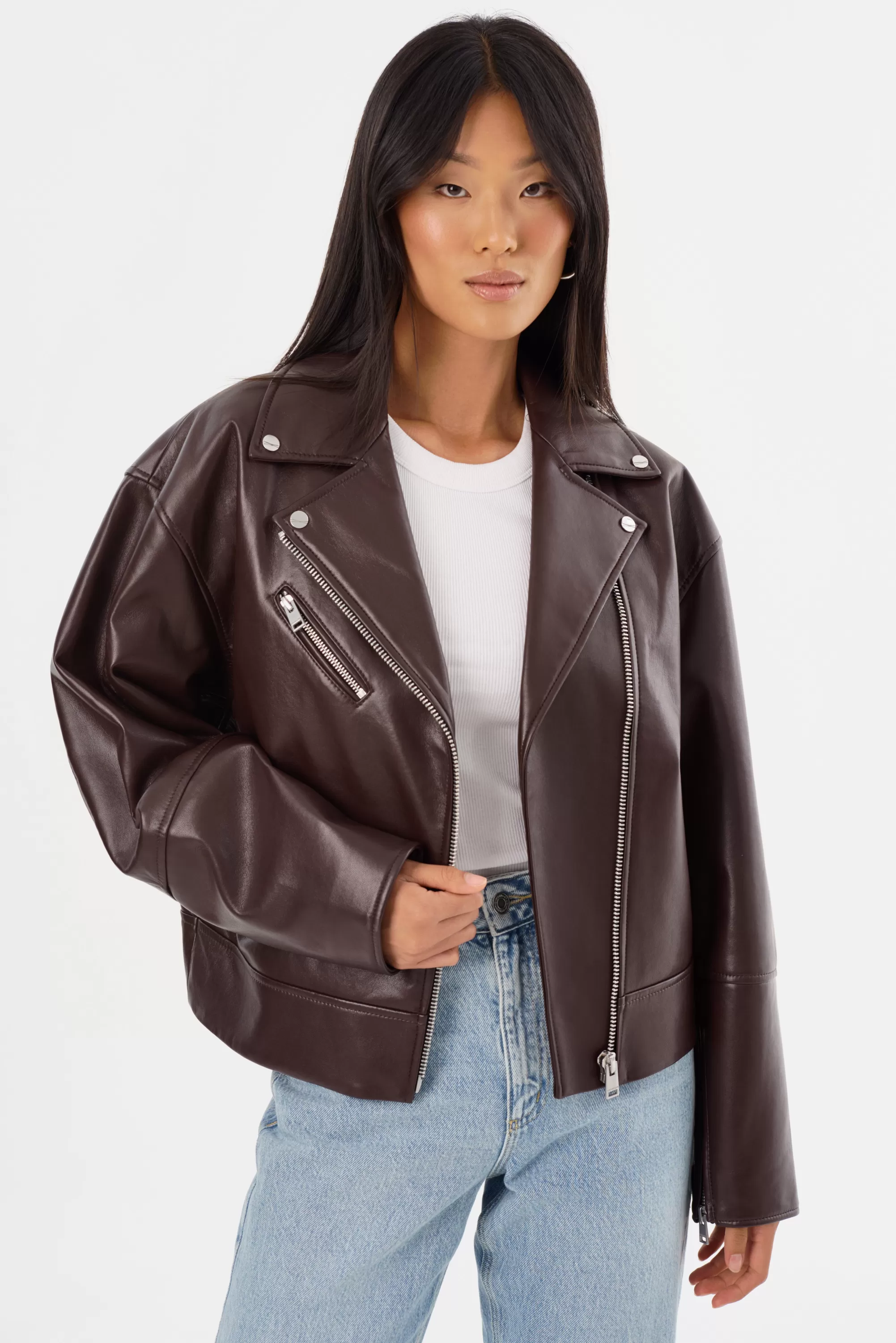 Discount LAMARQUE ANDRADE | Recycled Leather Biker Jacket Mahogany