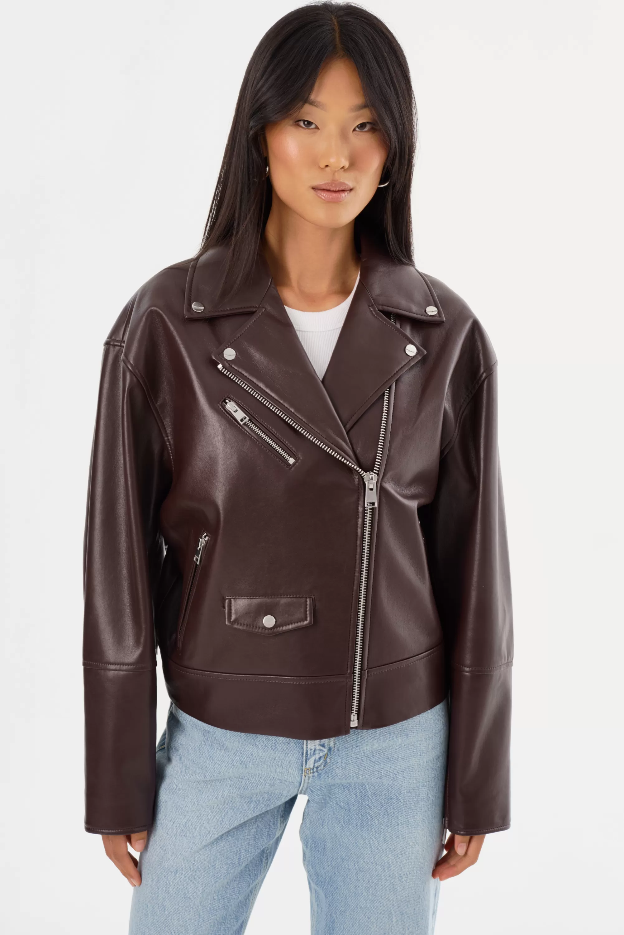 Discount LAMARQUE ANDRADE | Recycled Leather Biker Jacket Mahogany