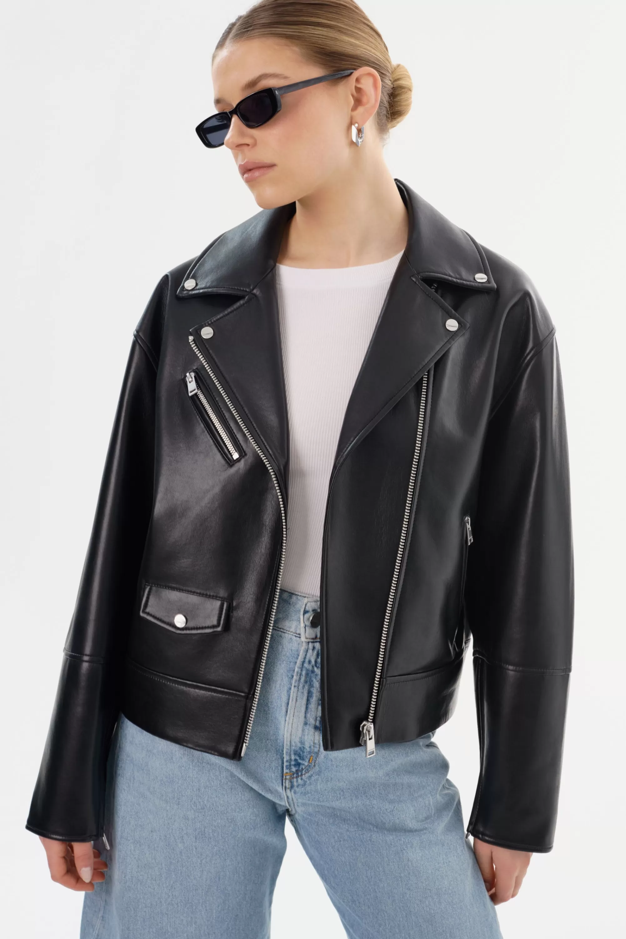 Fashion LAMARQUE ANDRADE | Recycled Leather Biker Jacket Black