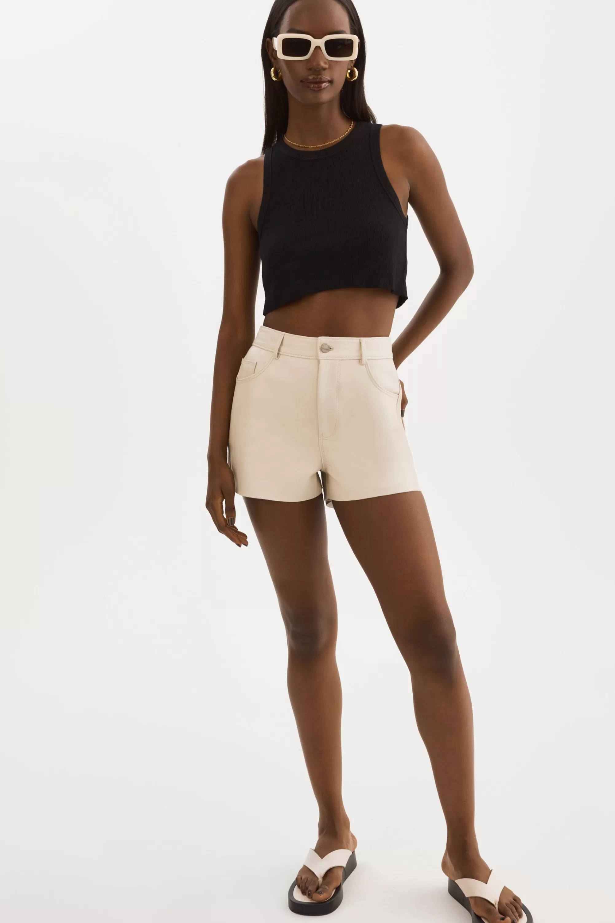 Flash Sale LAMARQUE ANIKA | Leather High-Waisted Shorts Bone