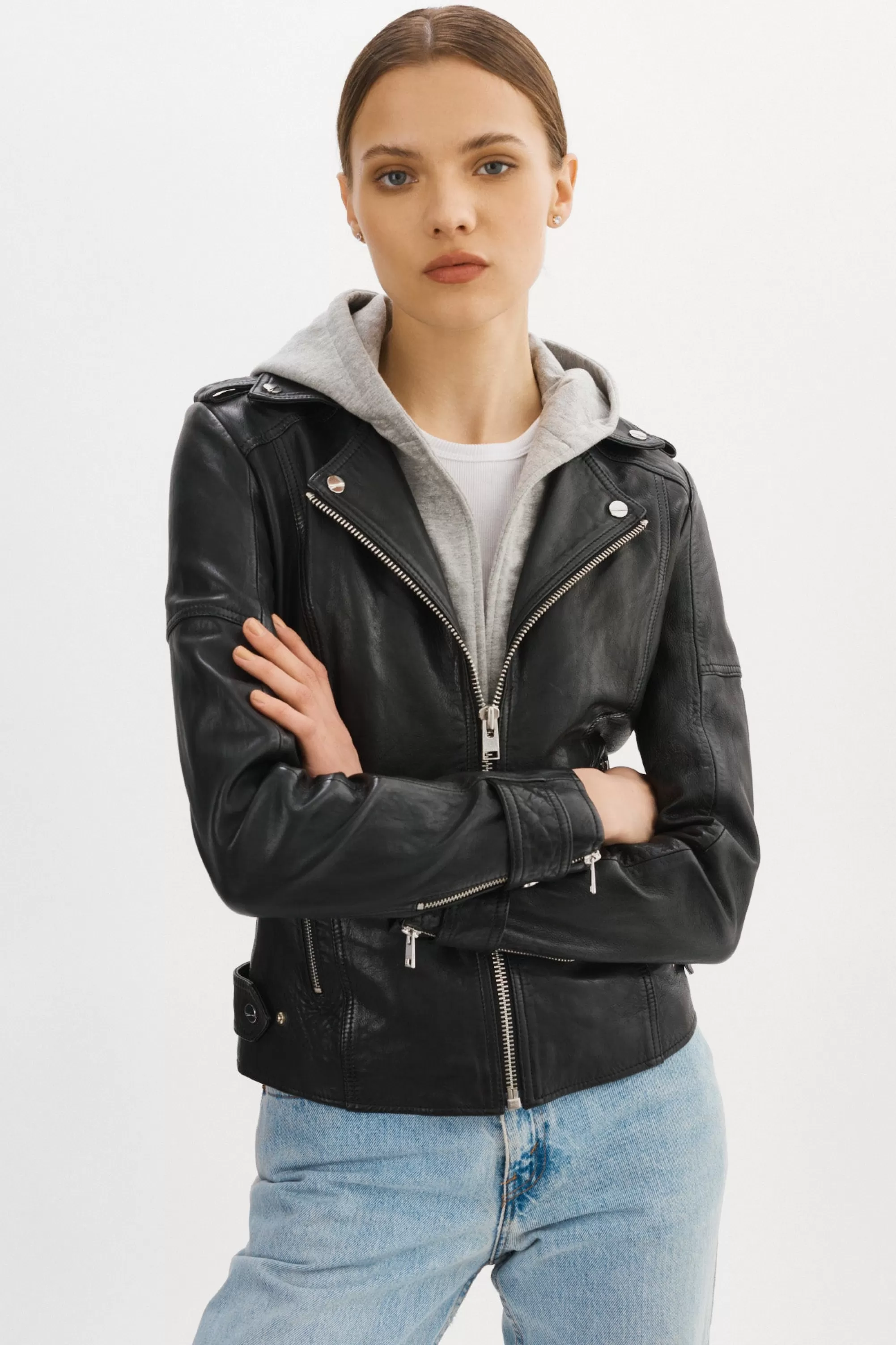 Clearance LAMARQUE ANNA | Leather Biker Jacket Black