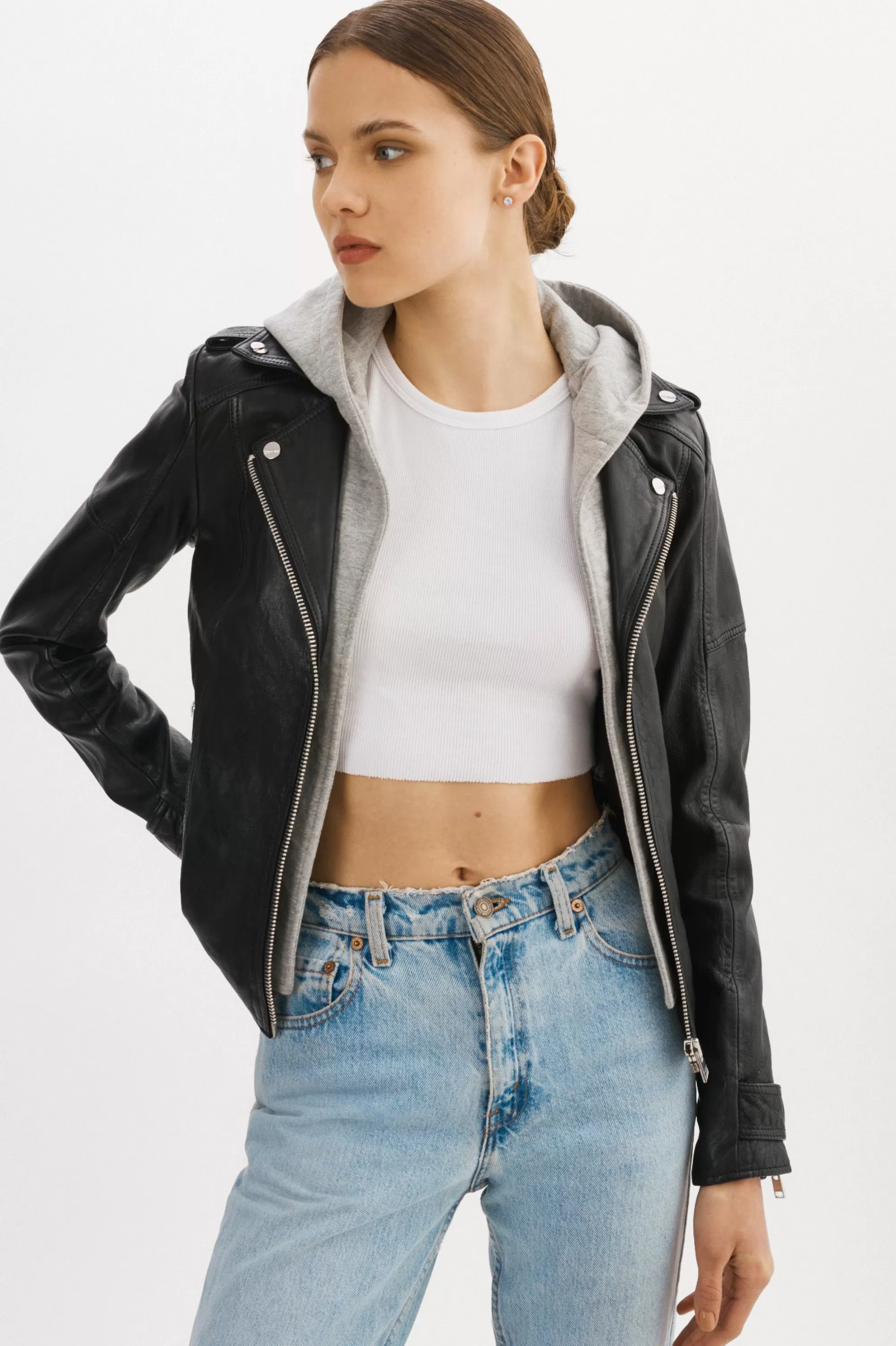 Clearance LAMARQUE ANNA | Leather Biker Jacket Black