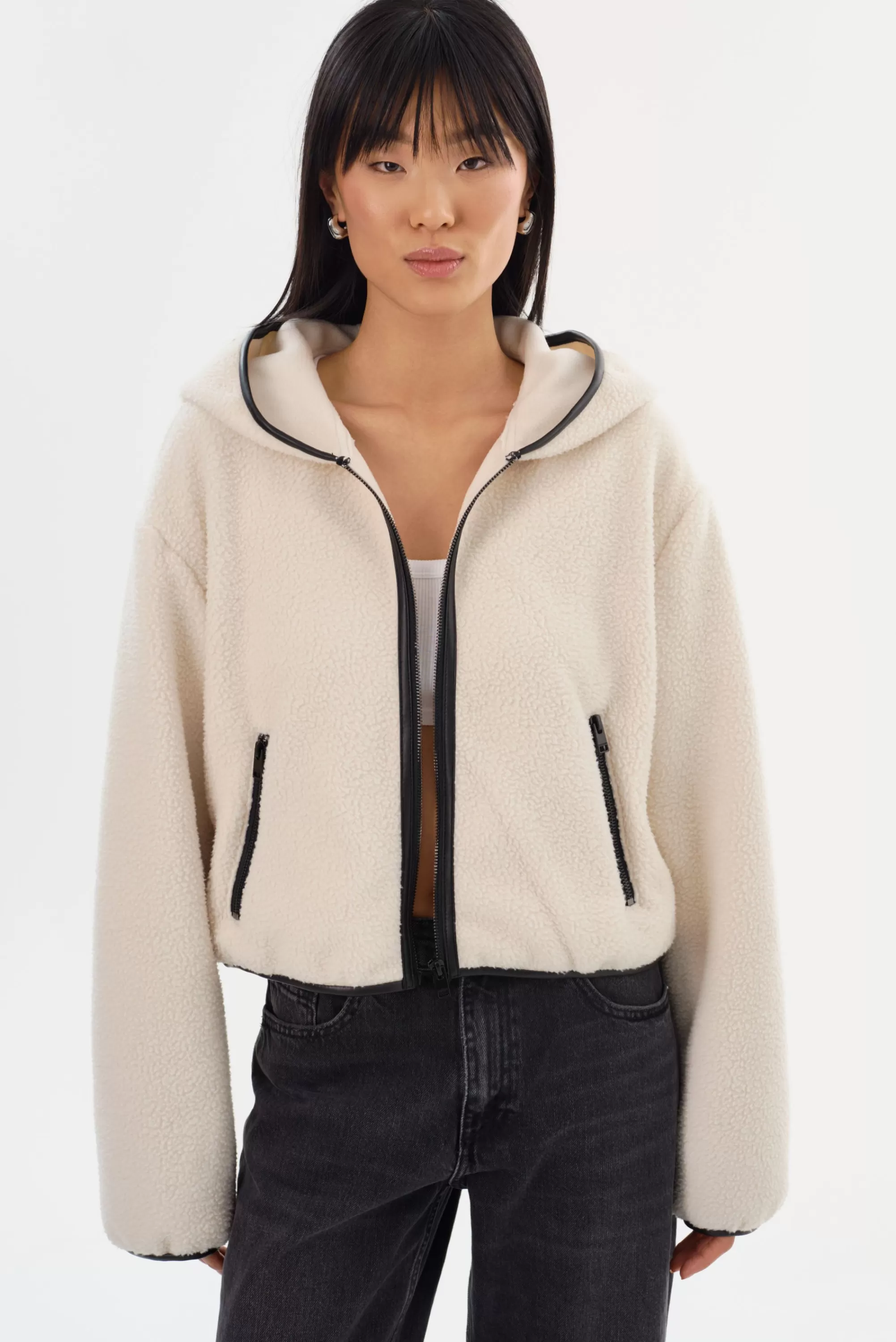 Store LAMARQUE ARLINA | Polar Fleece Zip-Up Hoodie Ivory