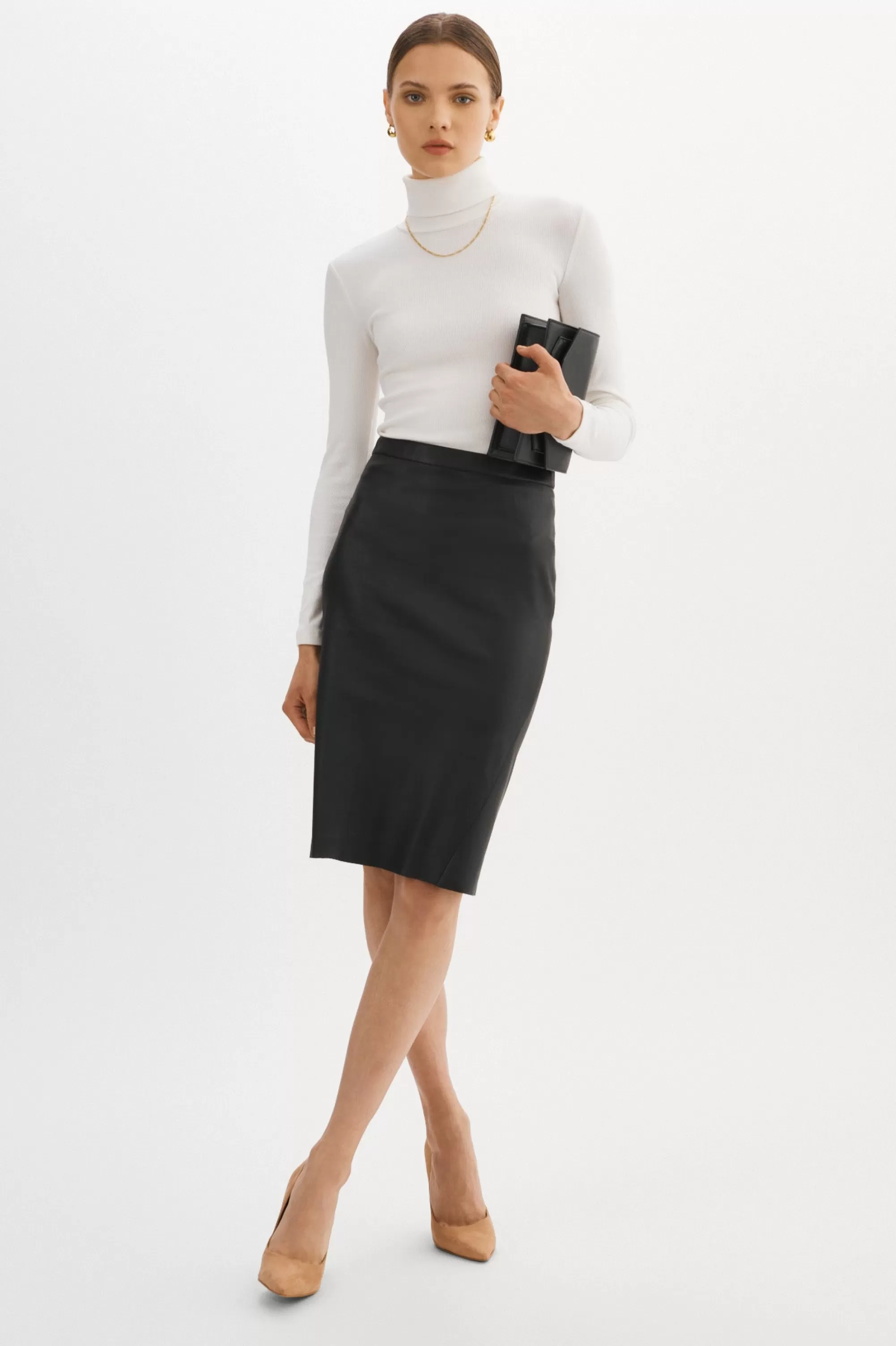 Shop LAMARQUE AVANA | Leather Pencil Skirt Black