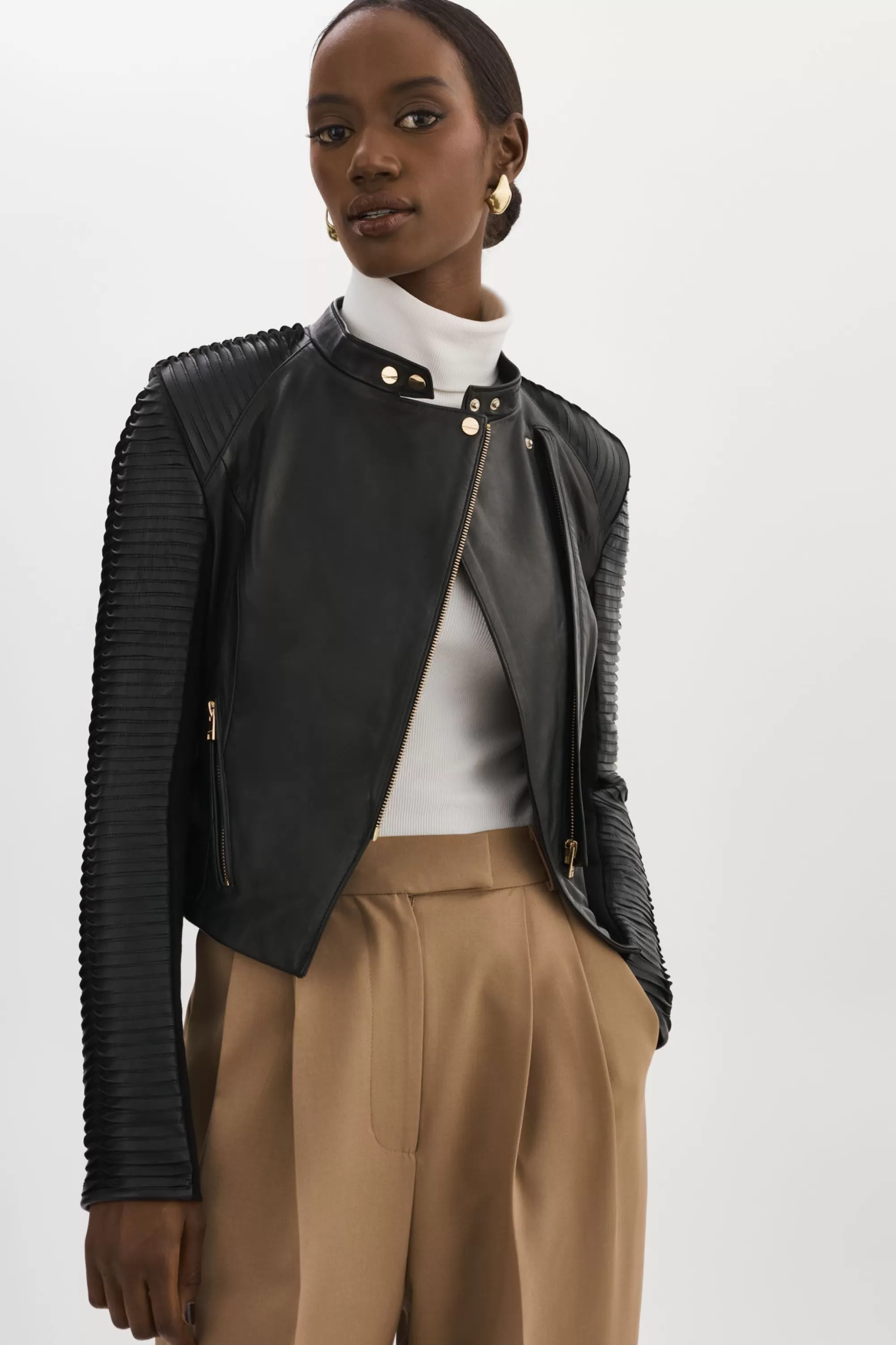 Store LAMARQUE AZRA GOLD | Leather Biker Jacket Black