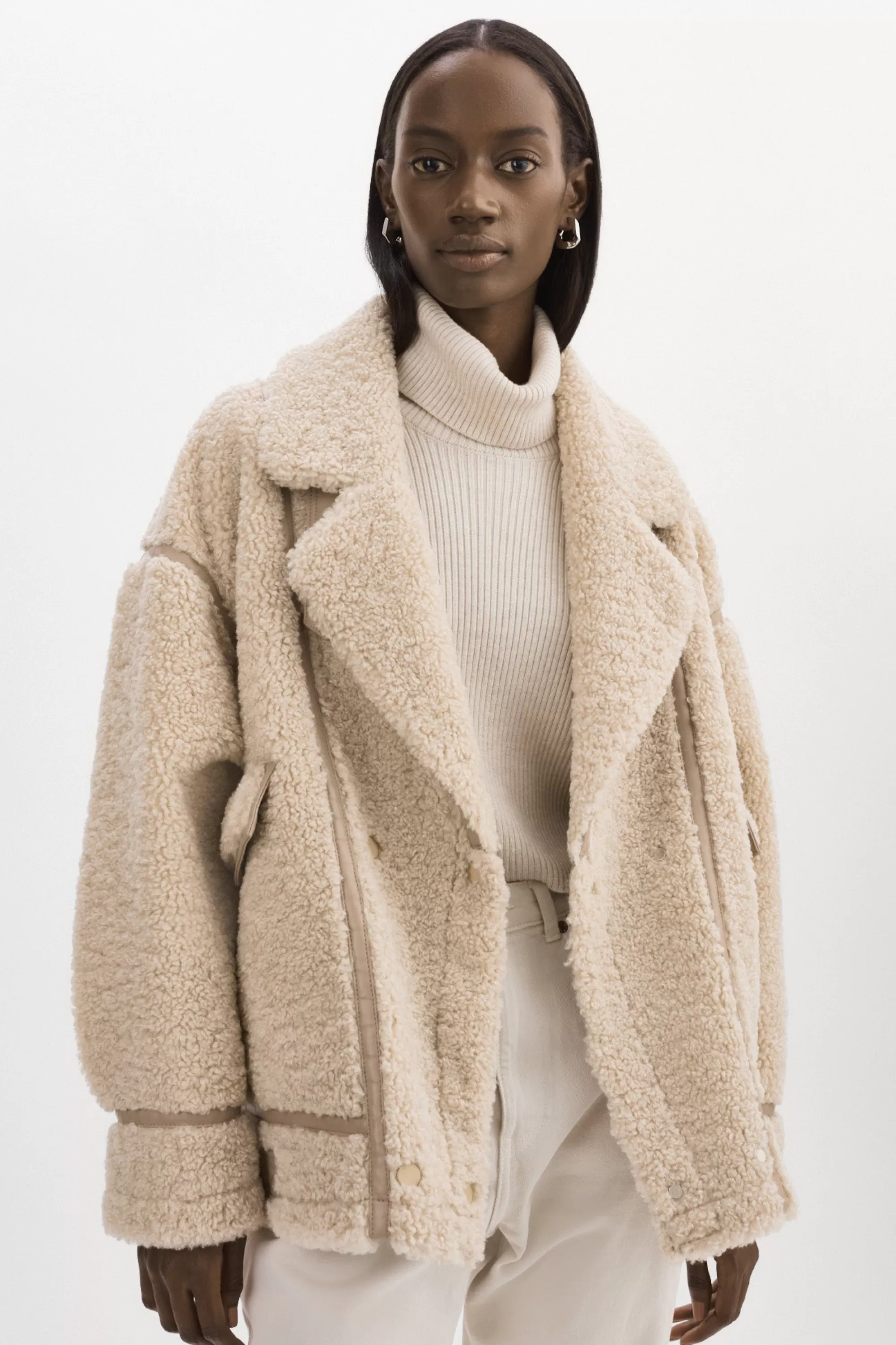 Best Sale LAMARQUE BADU | Oversized Faux Shearling Jacket Beige