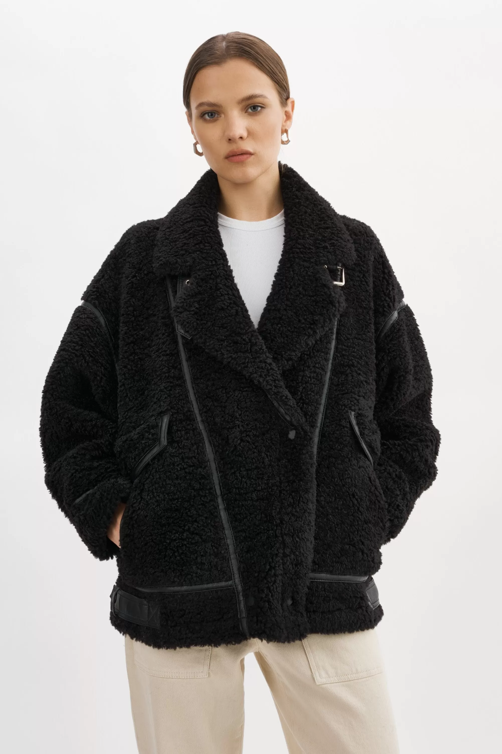 Best LAMARQUE BADU | Oversized Faux Shearling Jacket Black