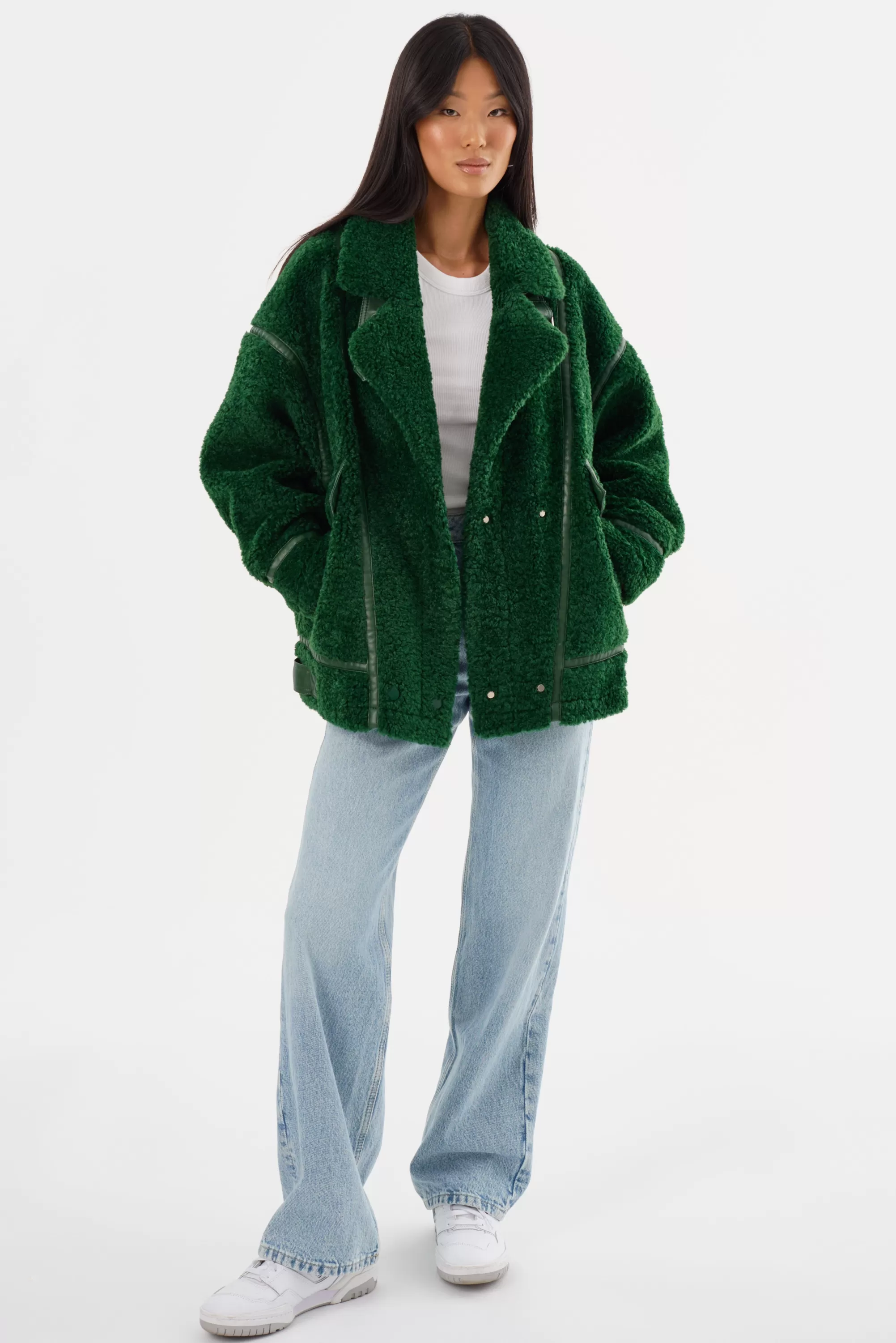 Shop LAMARQUE BADU | Oversized Faux Shearling Jacket Green