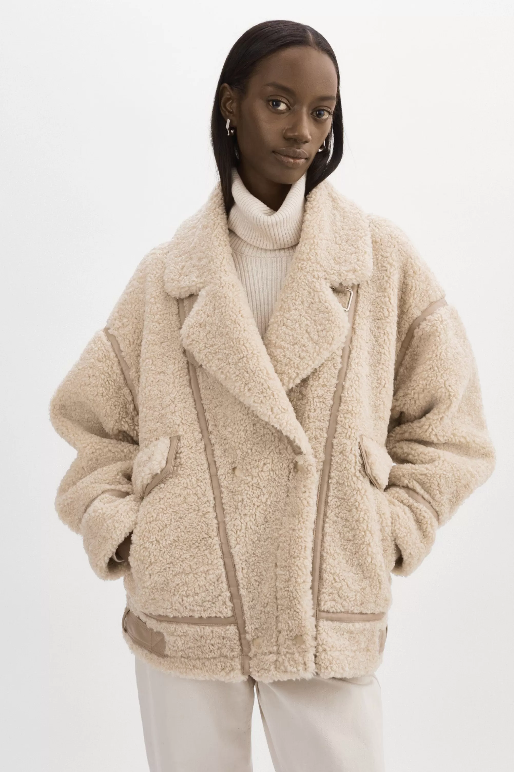 Best Sale LAMARQUE BADU | Oversized Faux Shearling Jacket Beige