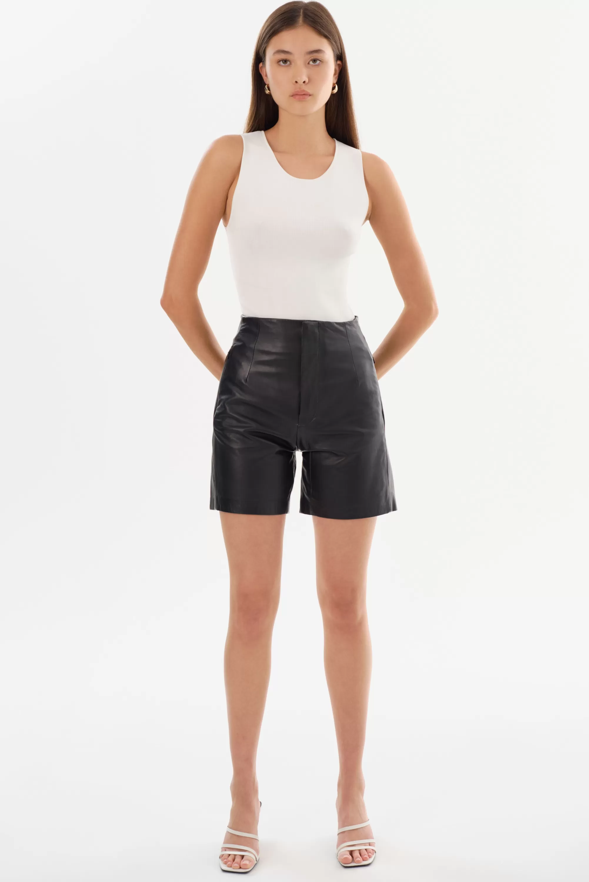 Clearance LAMARQUE BERNICE | High-Waisted Leather Shorts Black