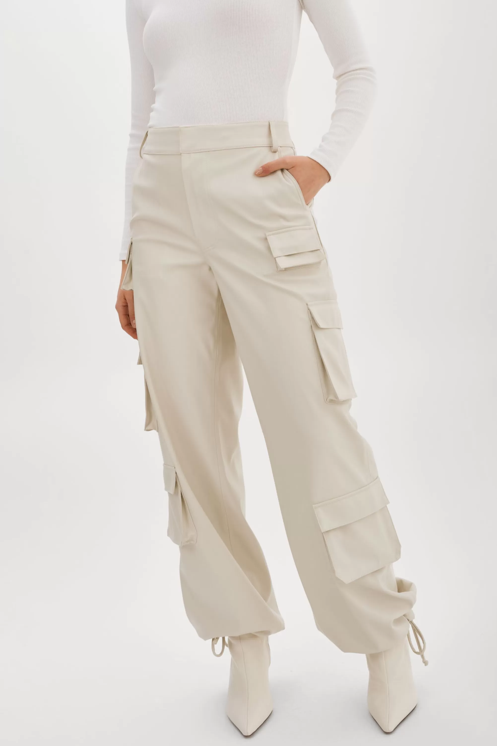 Online LAMARQUE BOBBI | Faux Leather Cargo Pants Bone