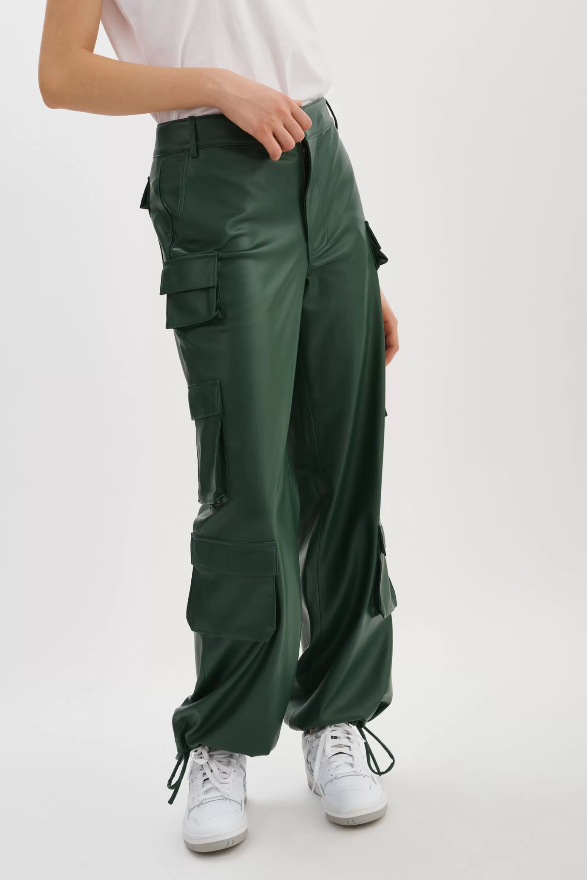 Shop LAMARQUE BOBBI | Faux Leather Cargo Pants Alpine Green