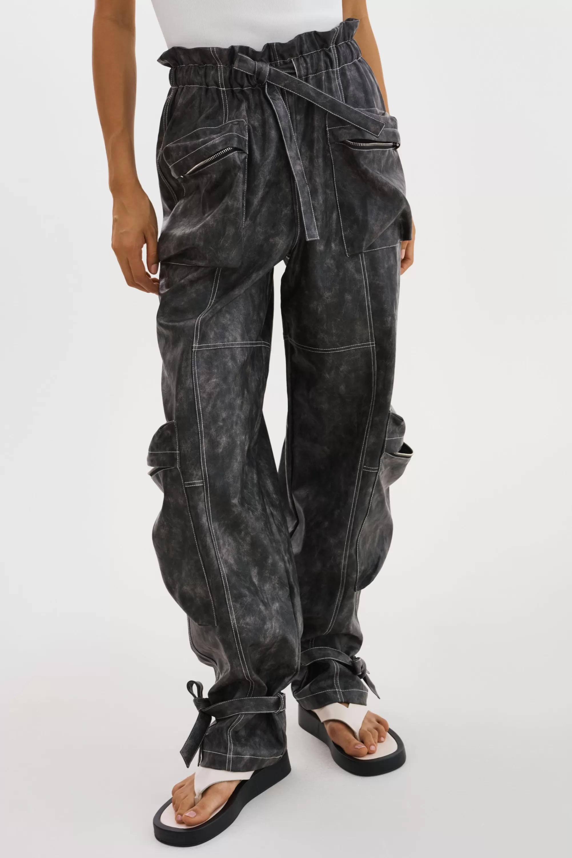 Outlet LAMARQUE BRAXTON | Faux Leather Cargo Pants Vintage Black