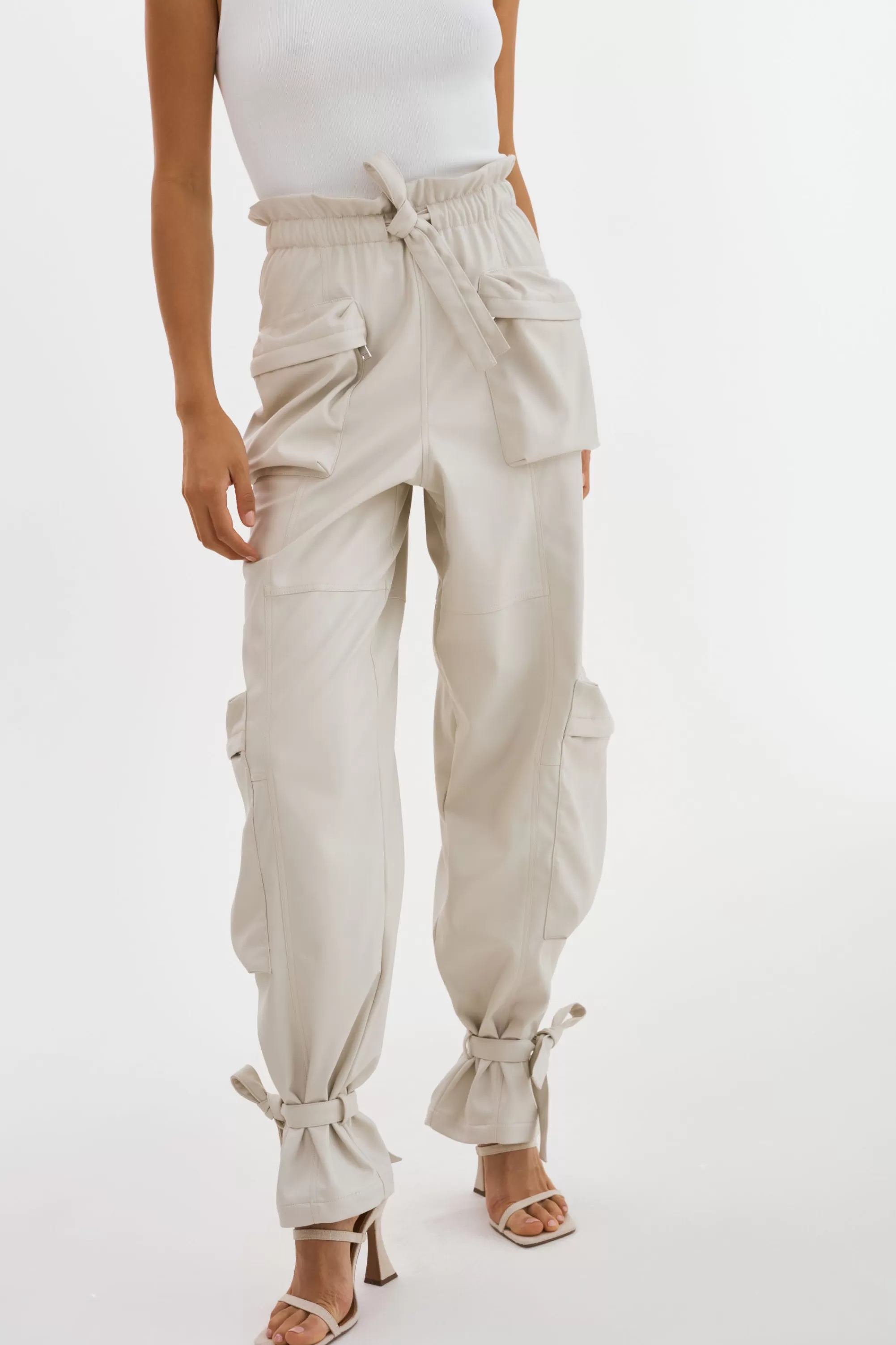 New LAMARQUE BRAXTON | Faux Leather Cargo Pants Bone