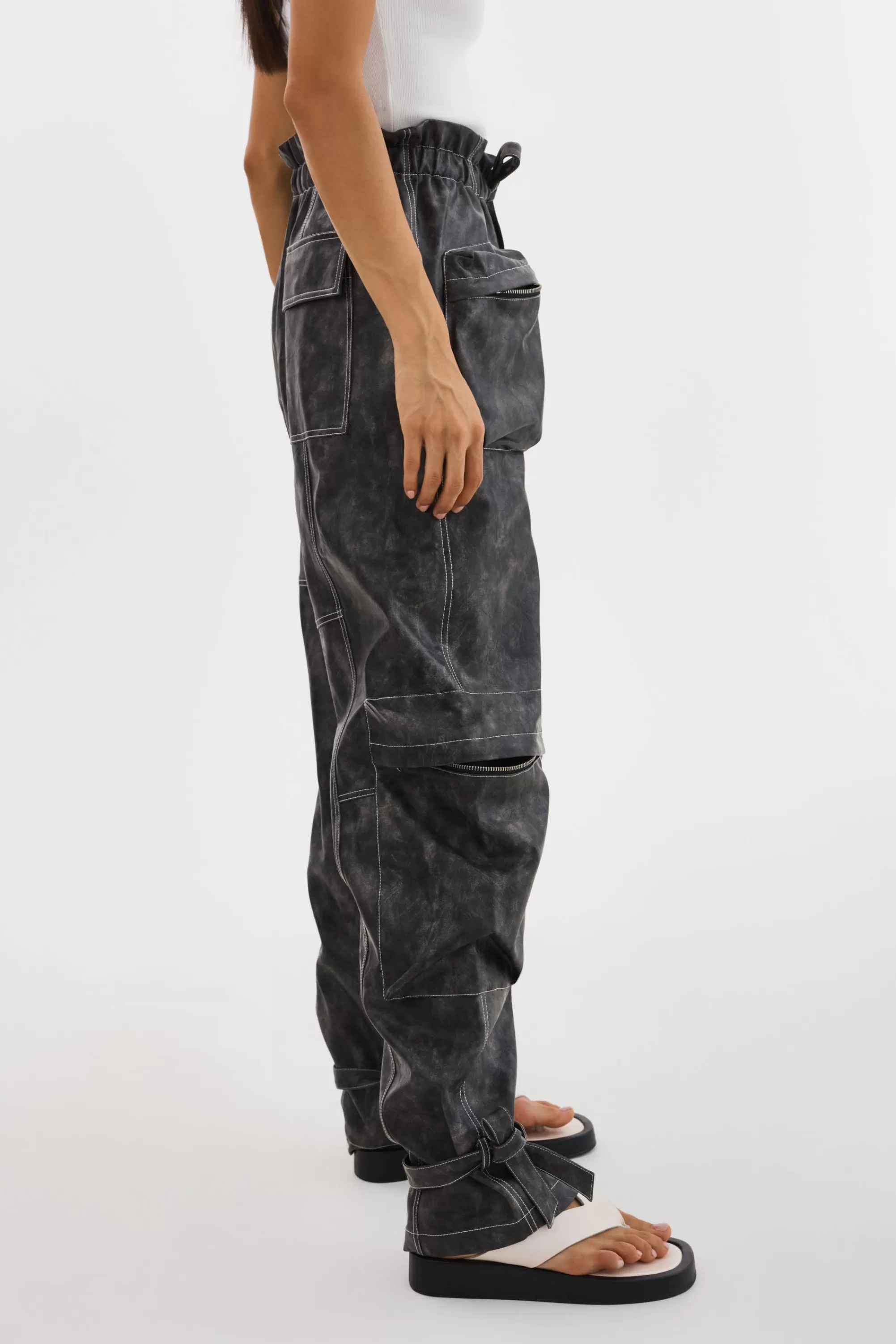 Outlet LAMARQUE BRAXTON | Faux Leather Cargo Pants Vintage Black