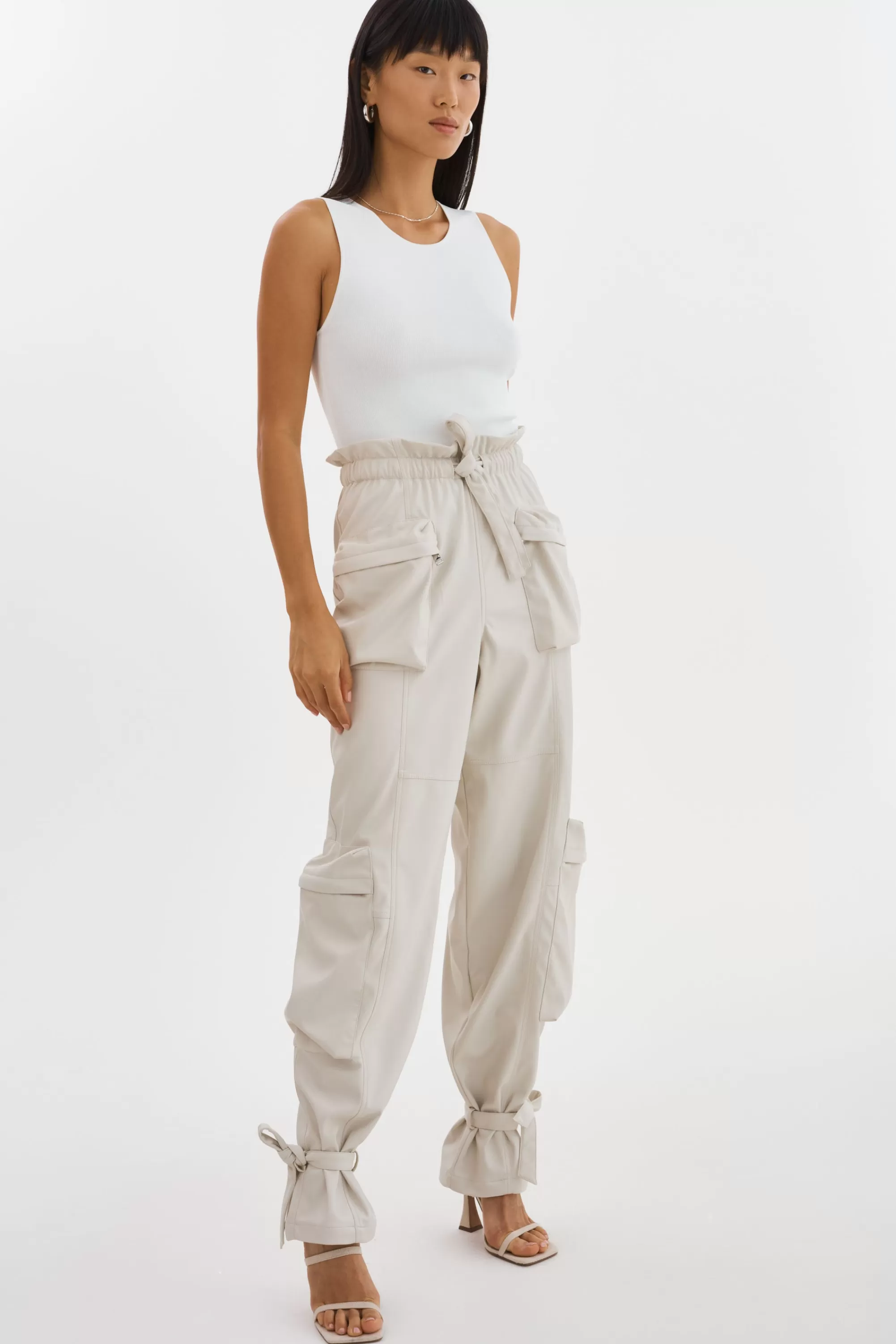 New LAMARQUE BRAXTON | Faux Leather Cargo Pants Bone