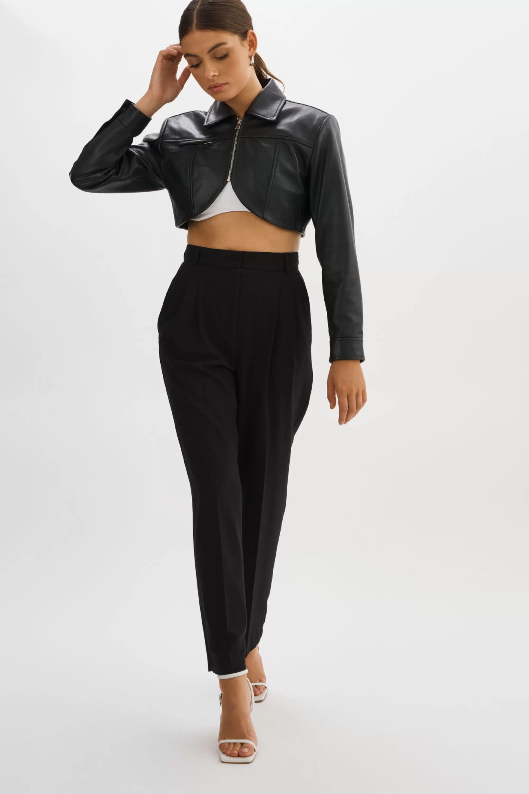 Fashion LAMARQUE BRIELLE | Cropped Leather Jacket Black