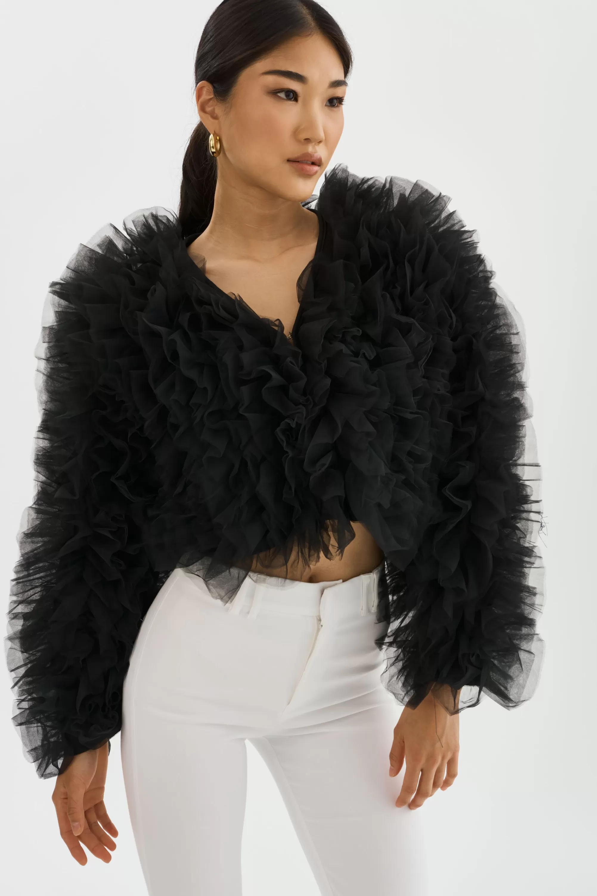 Discount LAMARQUE BRITNY | Ruffle Tulle Jacket Black