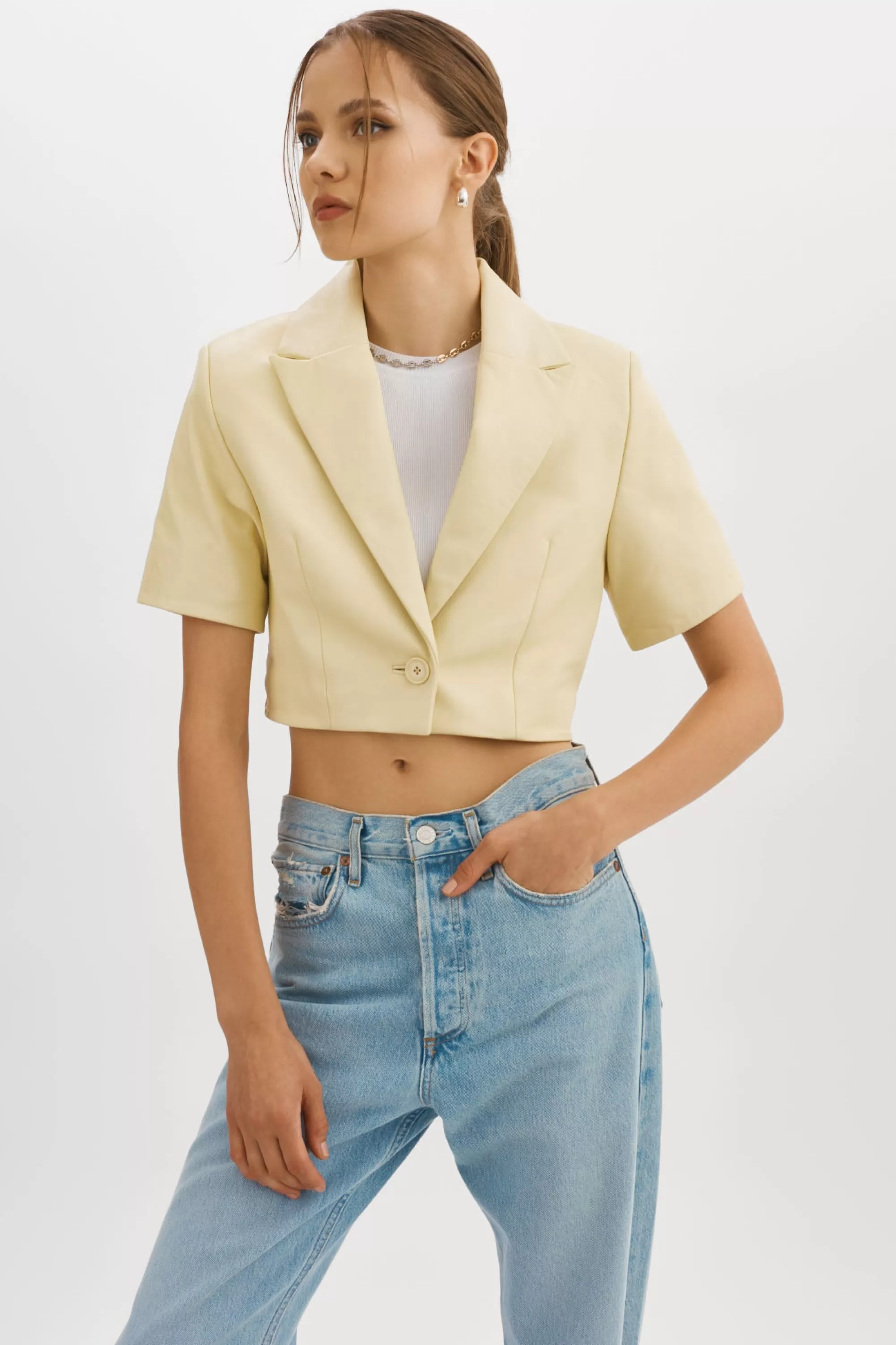 Shop LAMARQUE CALATEA | Short Sleeve Blazer Buttermilk