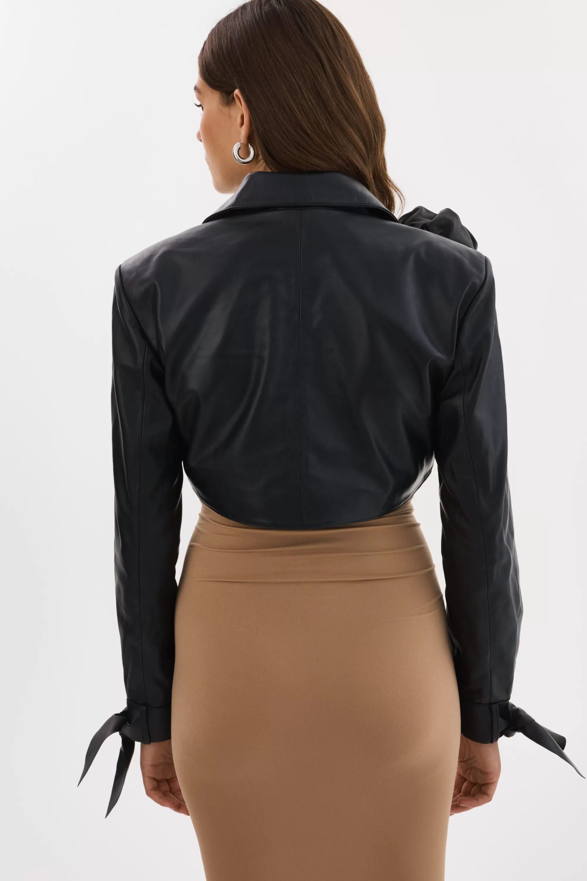 Clearance LAMARQUE CALISTA | Appliqué Leather Bolero Black