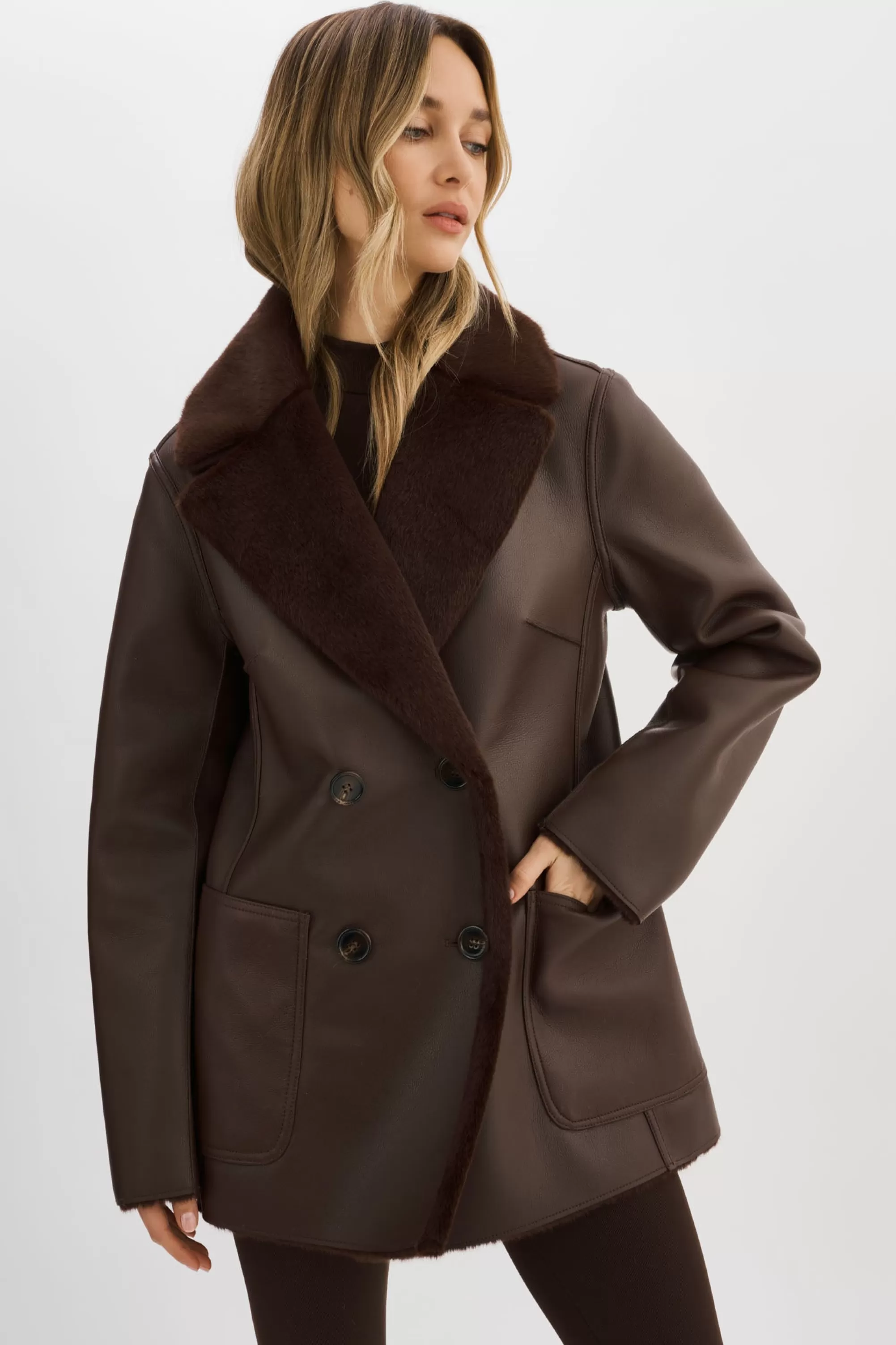 Cheap LAMARQUE CAMILLE | Faux Shearling Reversible Coat MAHOGANY