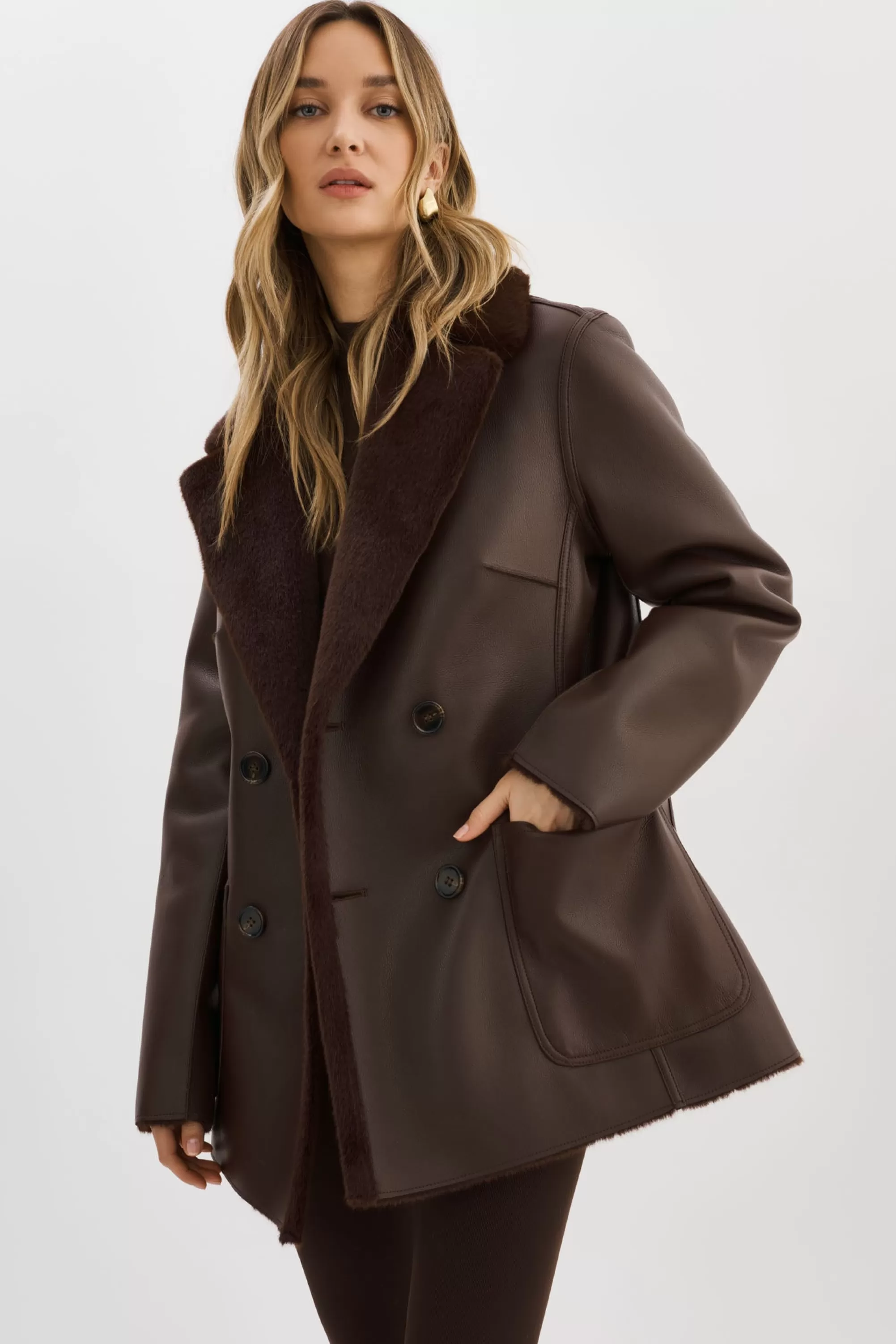 Cheap LAMARQUE CAMILLE | Faux Shearling Reversible Coat MAHOGANY