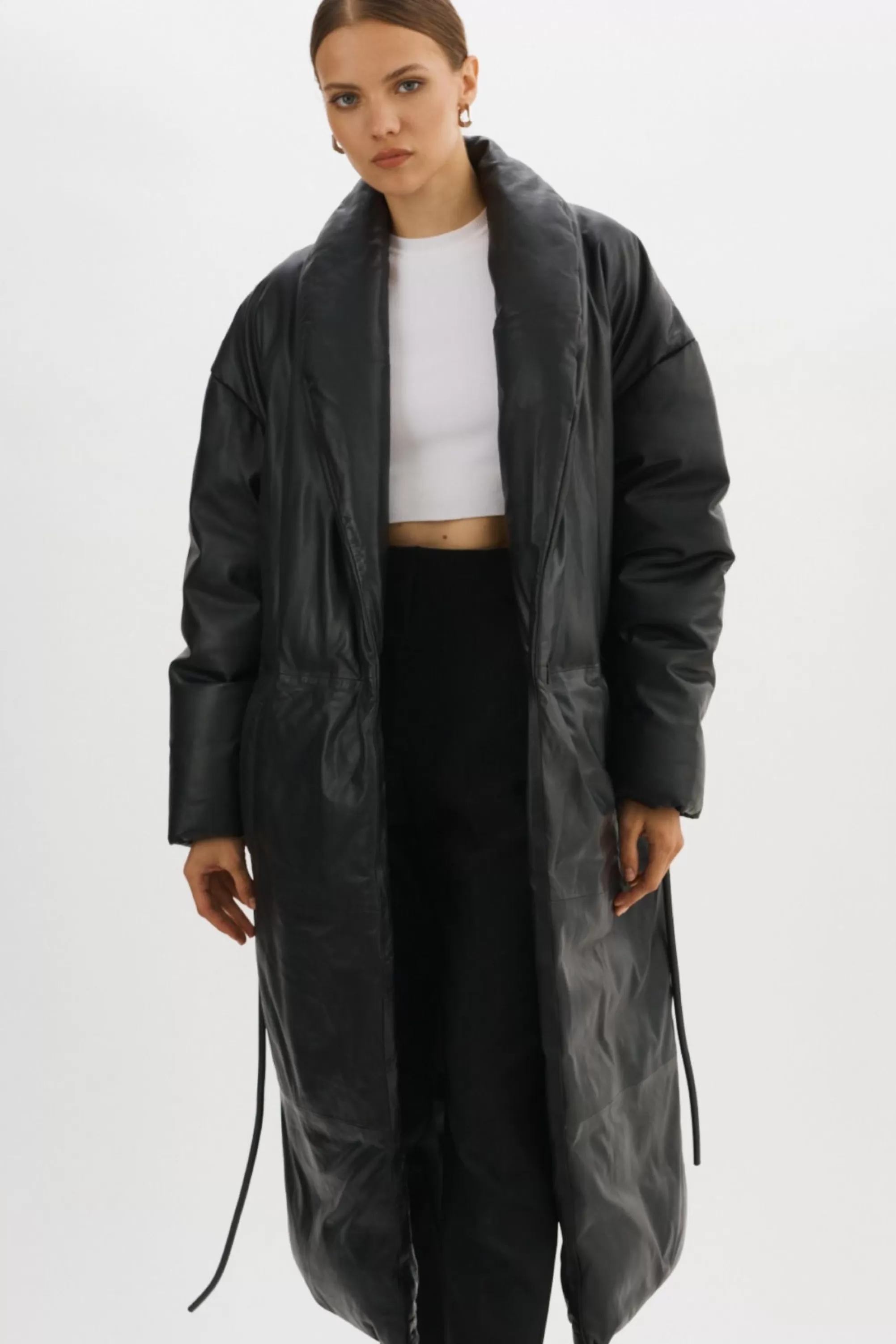 Online LAMARQUE CATALINA | Oversized Leather Blanket Coat Black