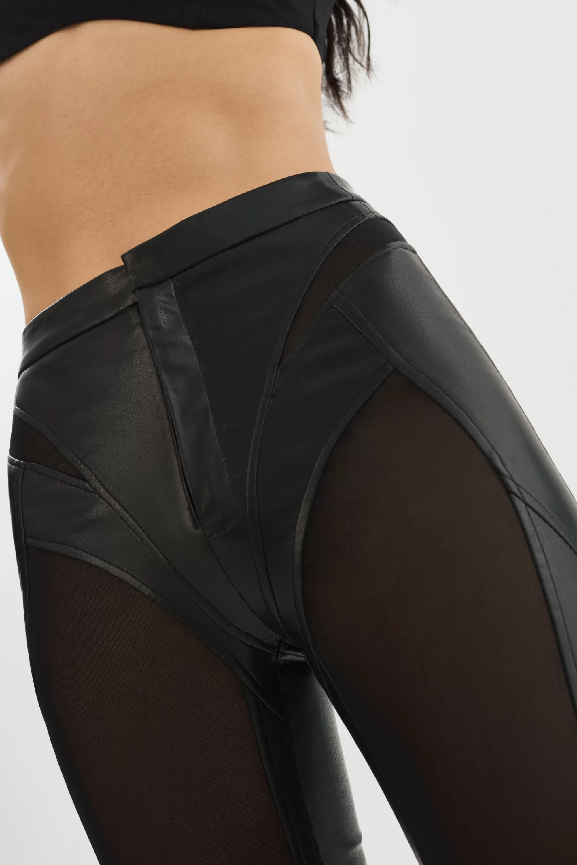 Outlet LAMARQUE CELICIA | Faux Leather Mesh Leggings Black