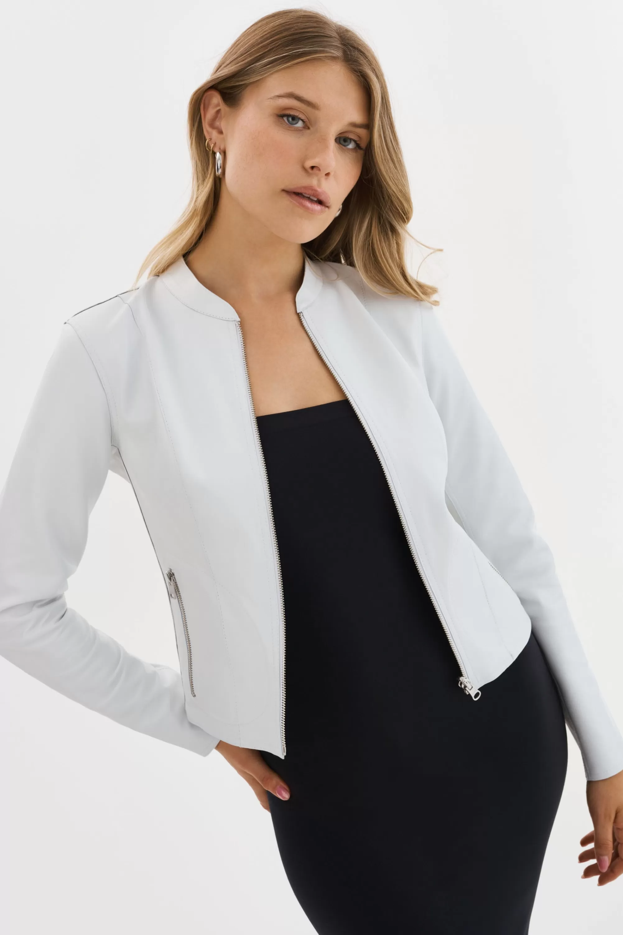 Best LAMARQUE CHAPIN | Reversible Leather Bomber White/Pewter