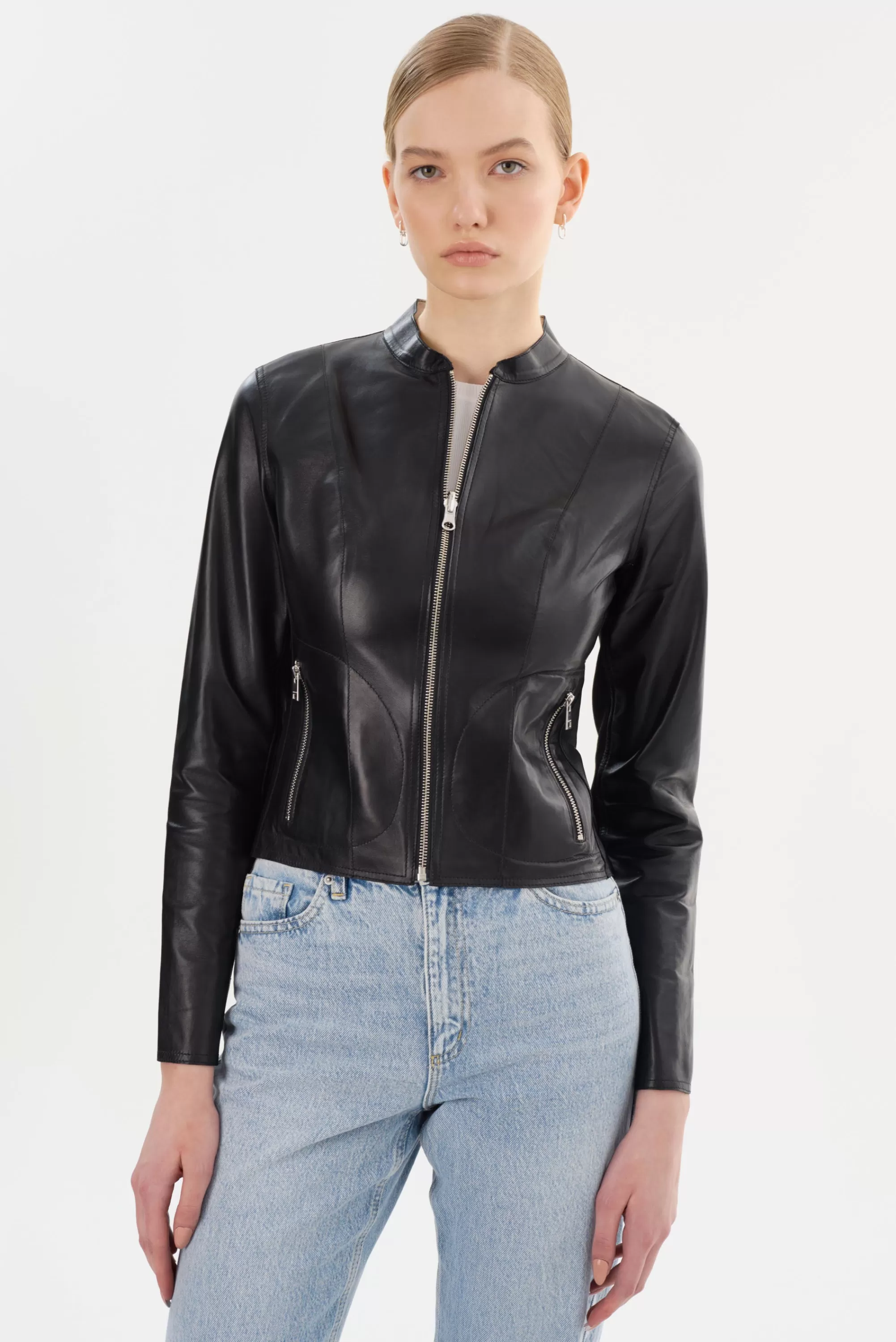 New LAMARQUE CHAPIN | Reversible Leather Bomber Black/Silver