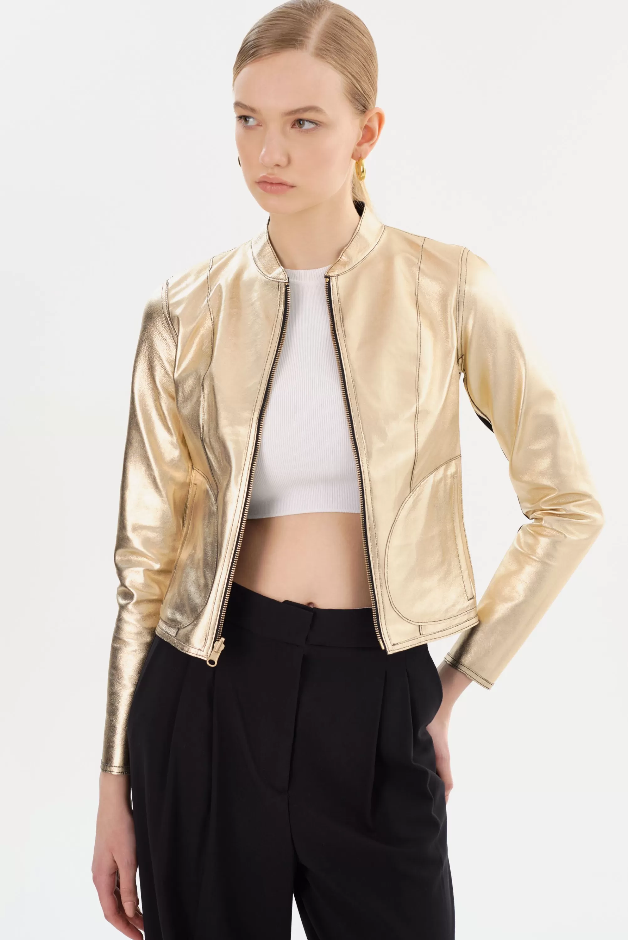 Flash Sale LAMARQUE CHAPIN | Reversible Leather Bomber Black/Gold