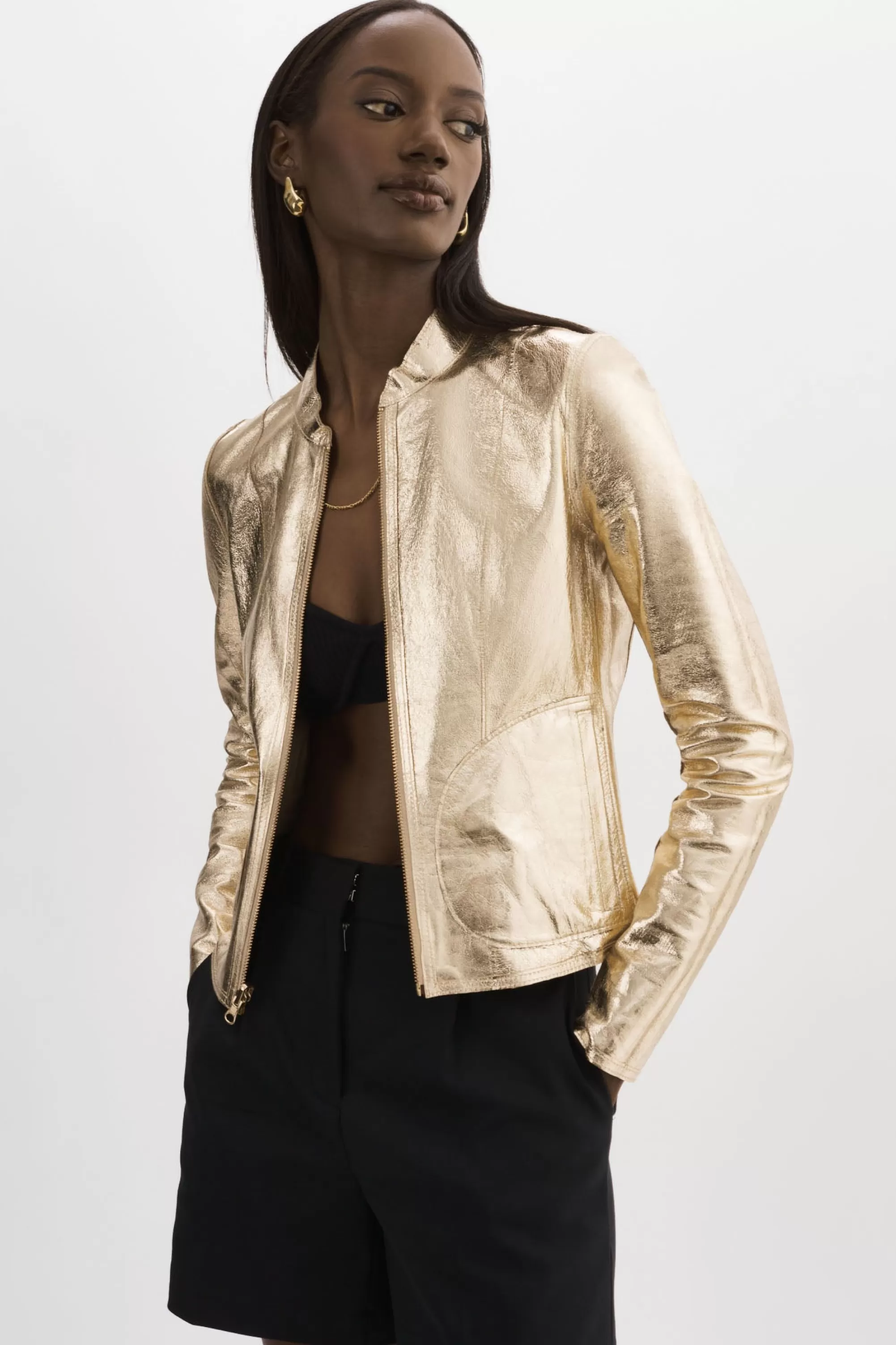 Outlet LAMARQUE CHAPIN | Reversible Leather Bomber Wheat/Gold