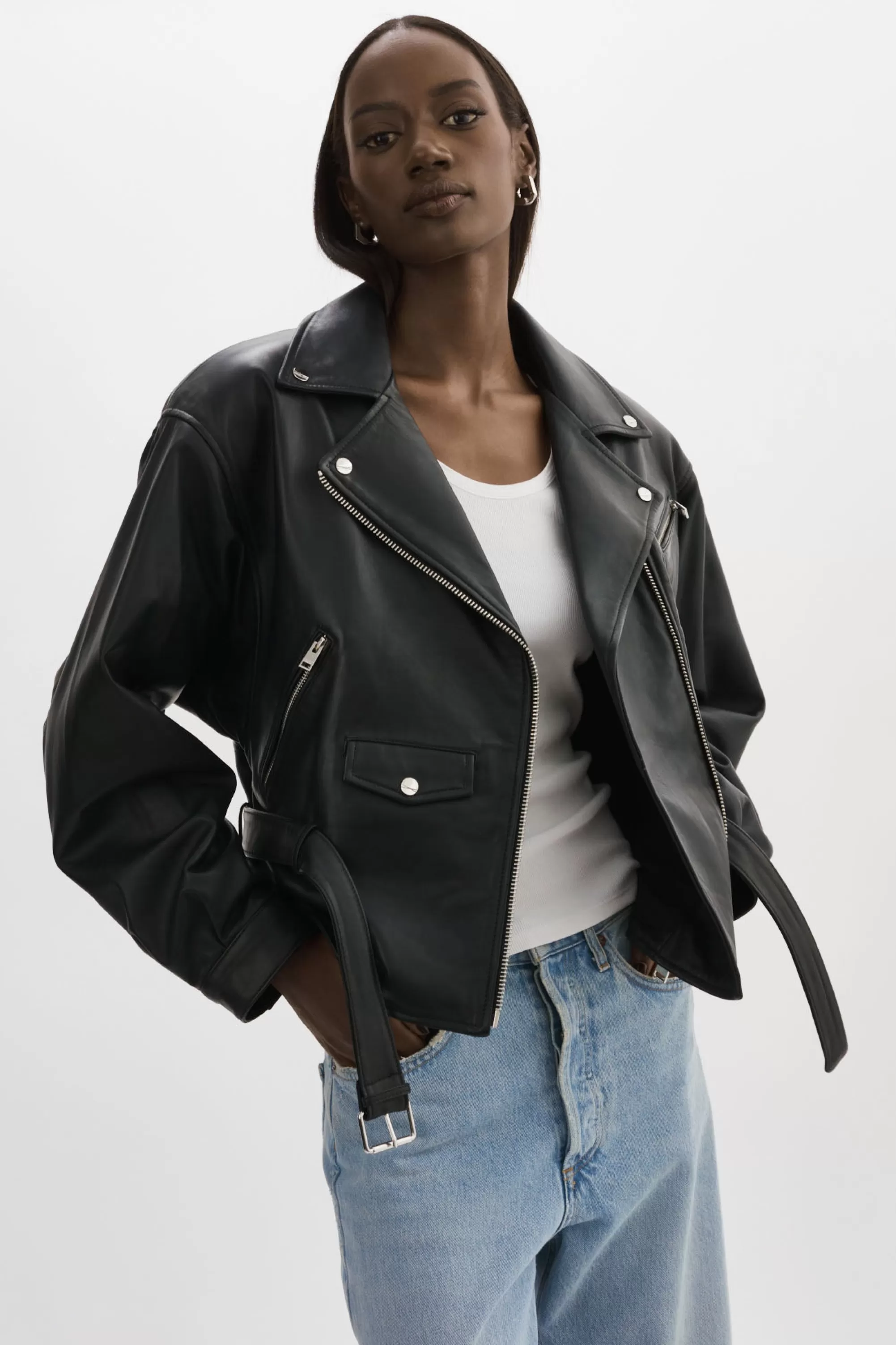 Sale LAMARQUE DANIELA | Leather Biker Jacket Black