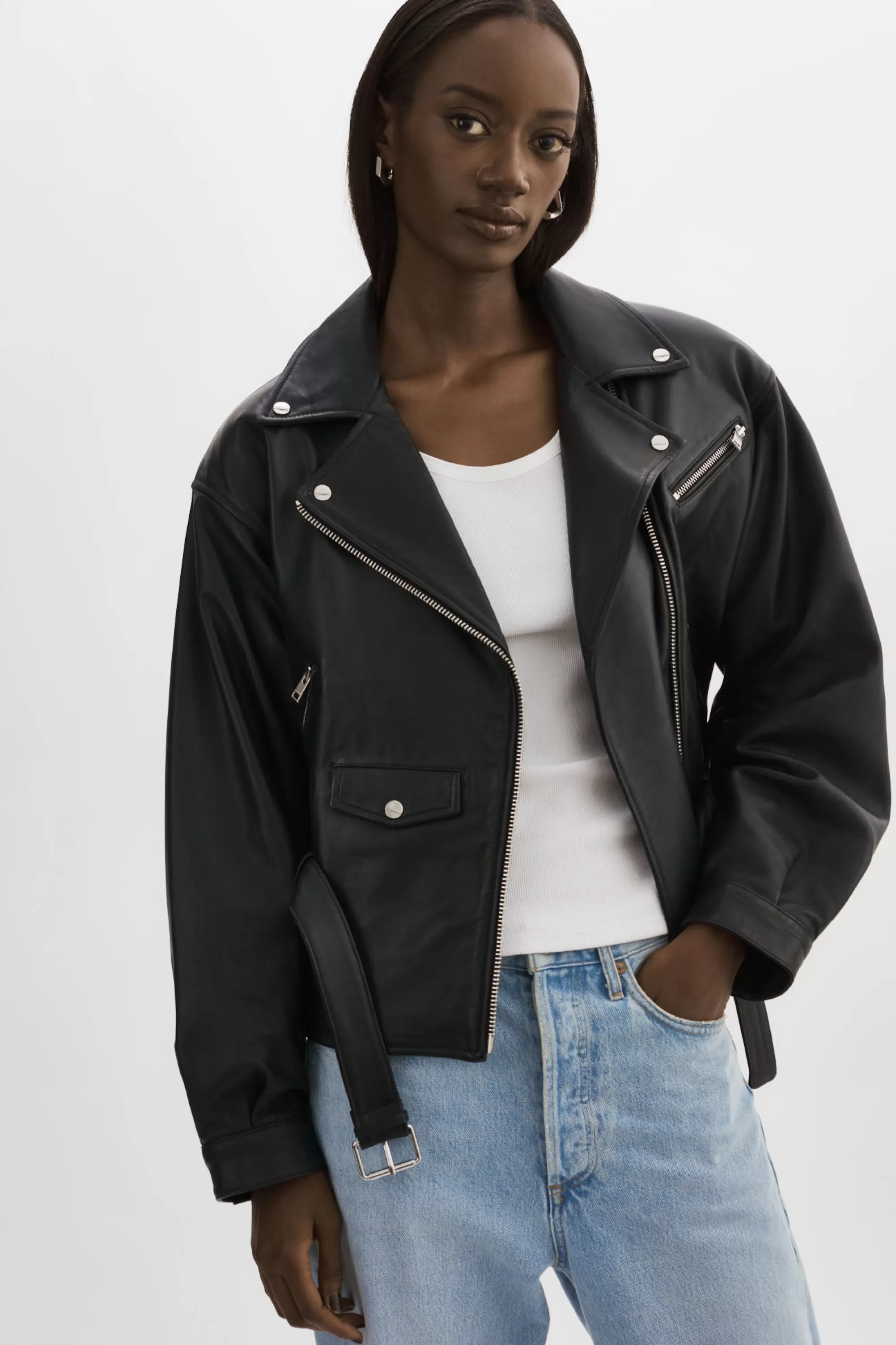 Sale LAMARQUE DANIELA | Leather Biker Jacket Black