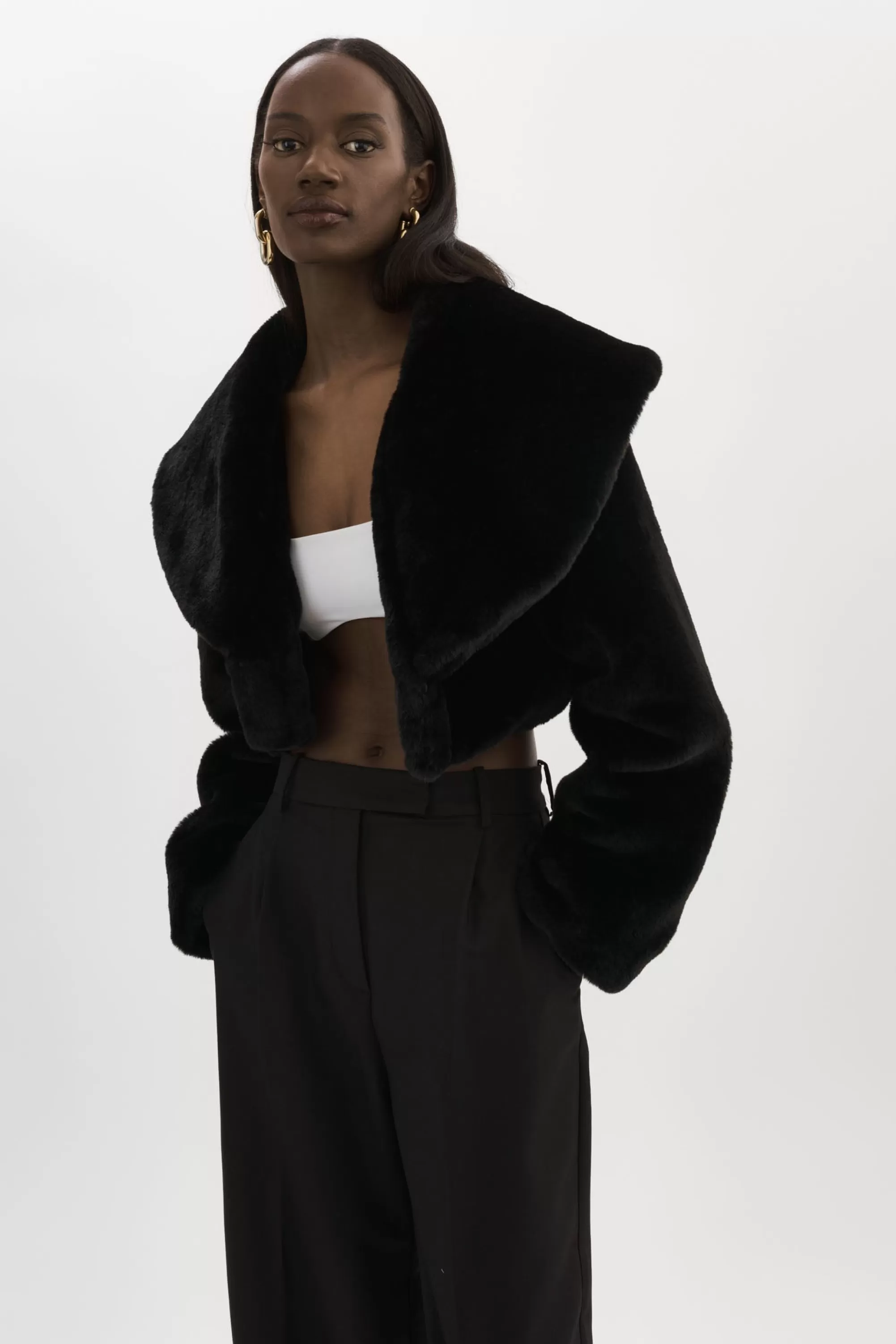 Best LAMARQUE DANIKA | Faux Fur Crop Jacket Black