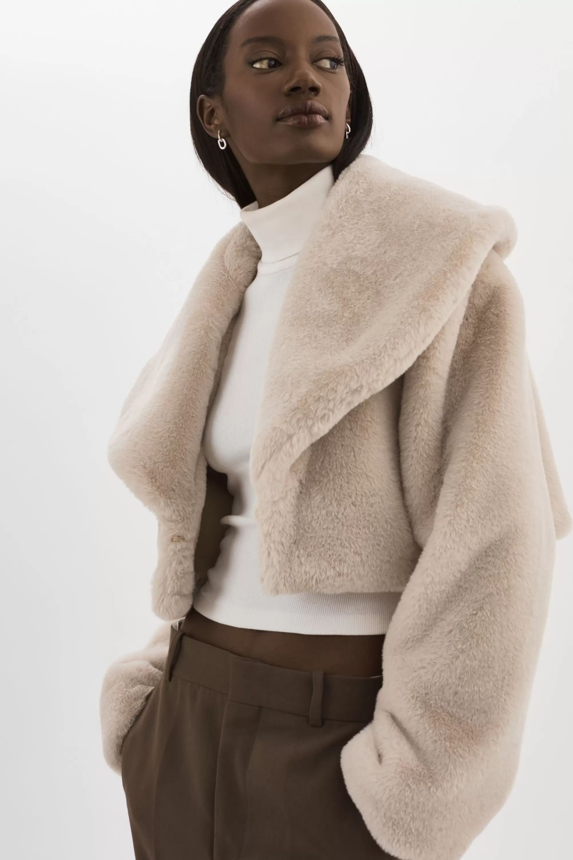 Discount LAMARQUE DANIKA | Faux Fur Crop Jacket Oat