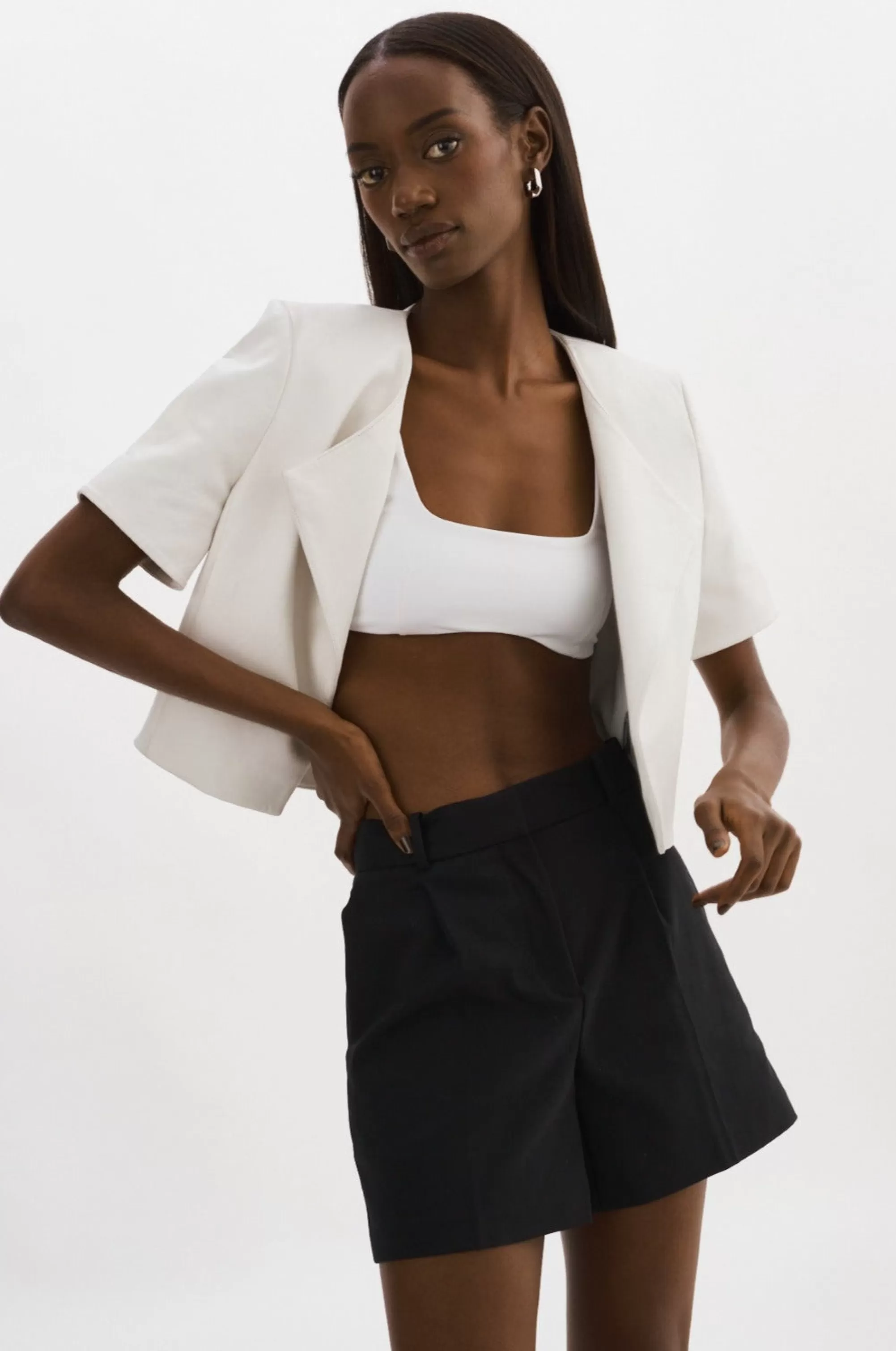 Shop LAMARQUE DARIA | Cropped Leather Jacket White