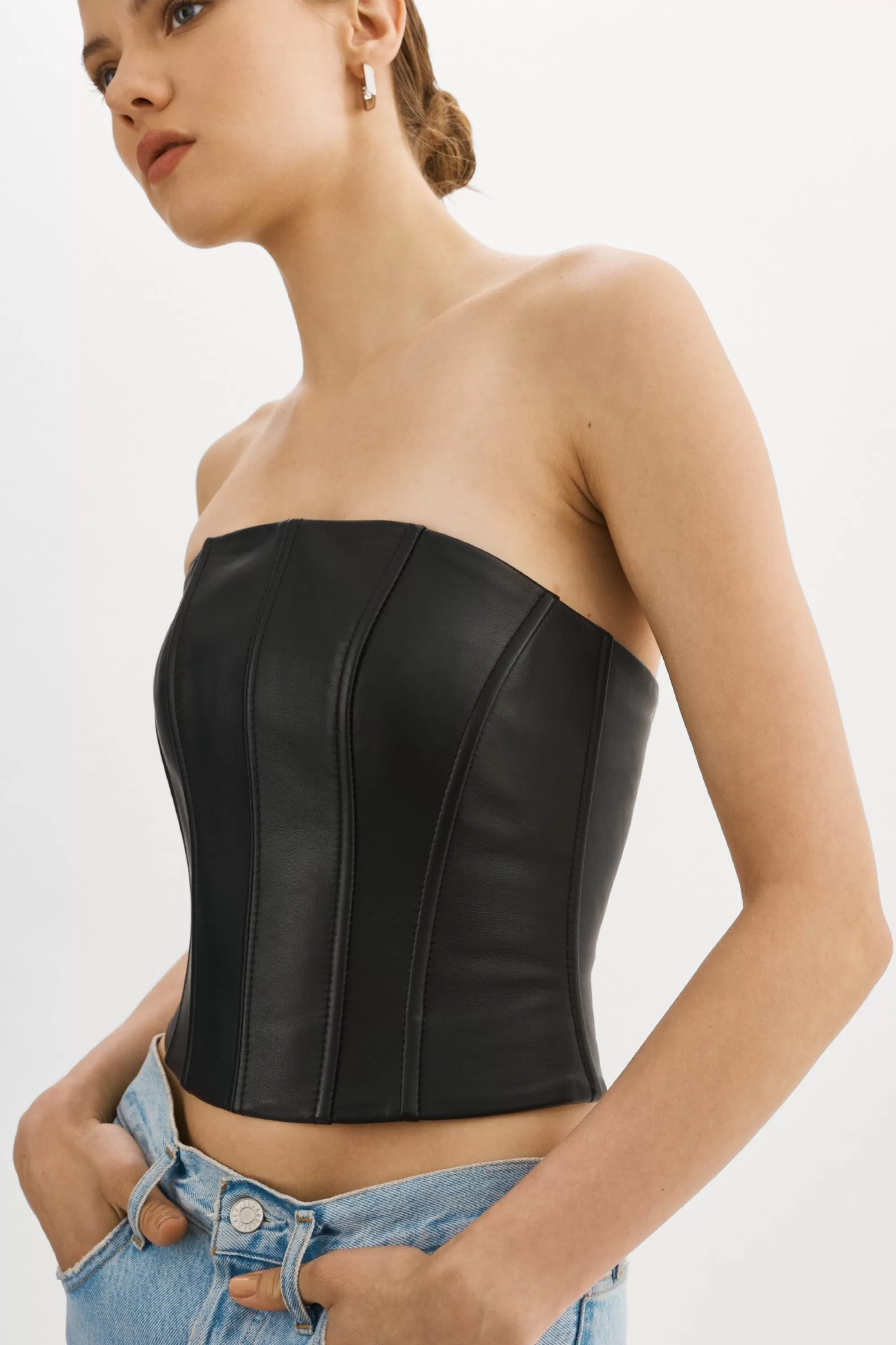 Shop LAMARQUE DAVINA | Leather Bustier Black