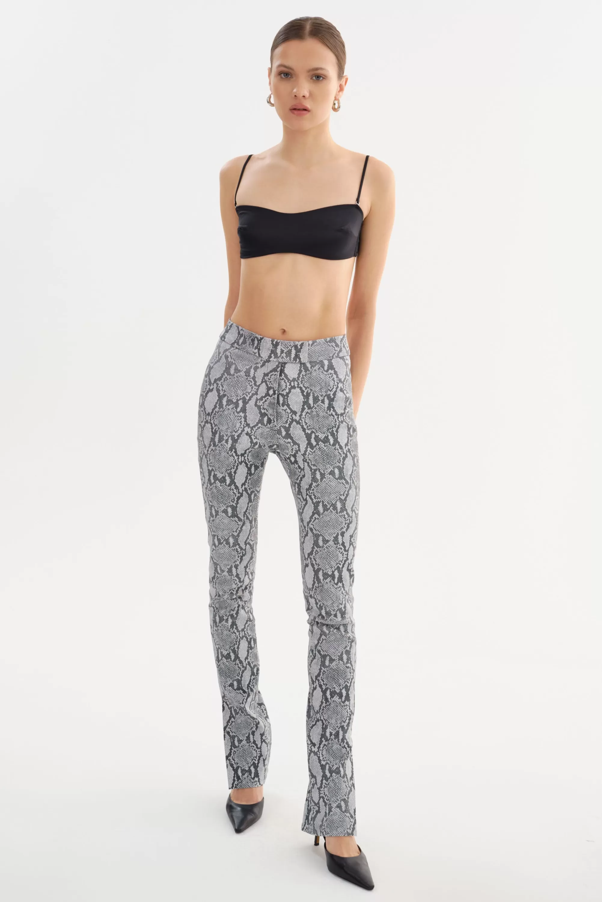 Hot LAMARQUE DAWN | Stretch Leather Pants Slate Snake Print