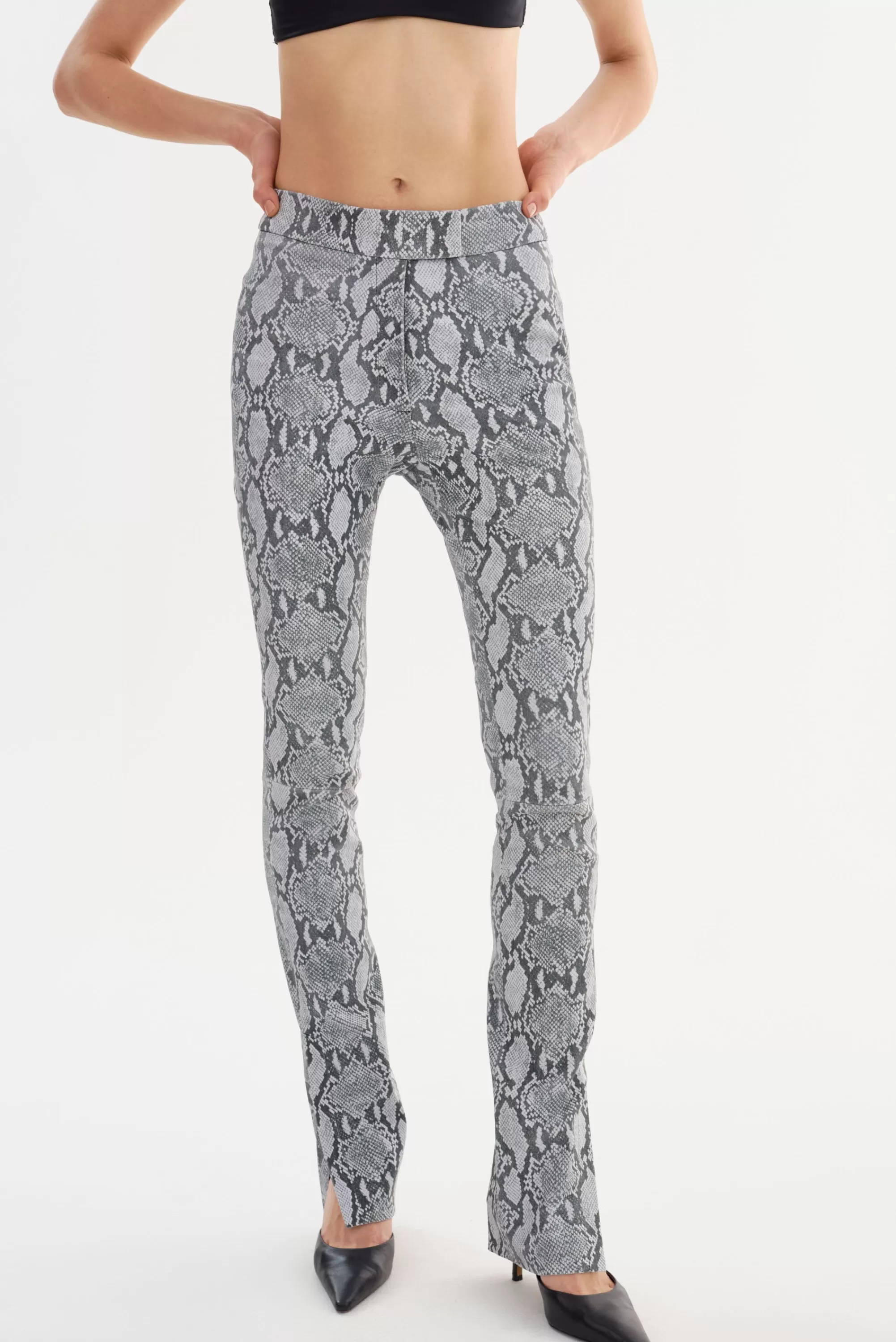 Hot LAMARQUE DAWN | Stretch Leather Pants Slate Snake Print